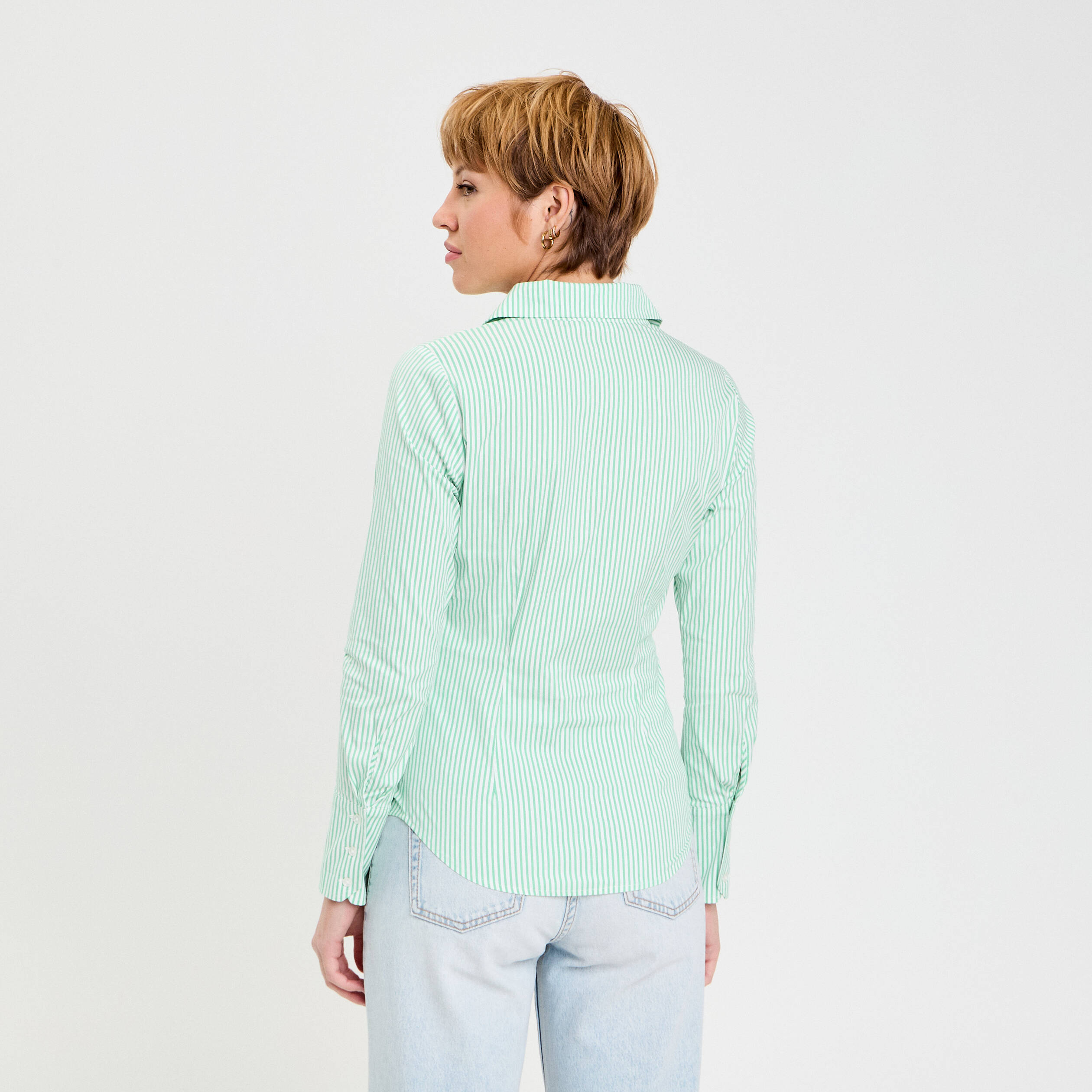 Chemise manches longues vert femme