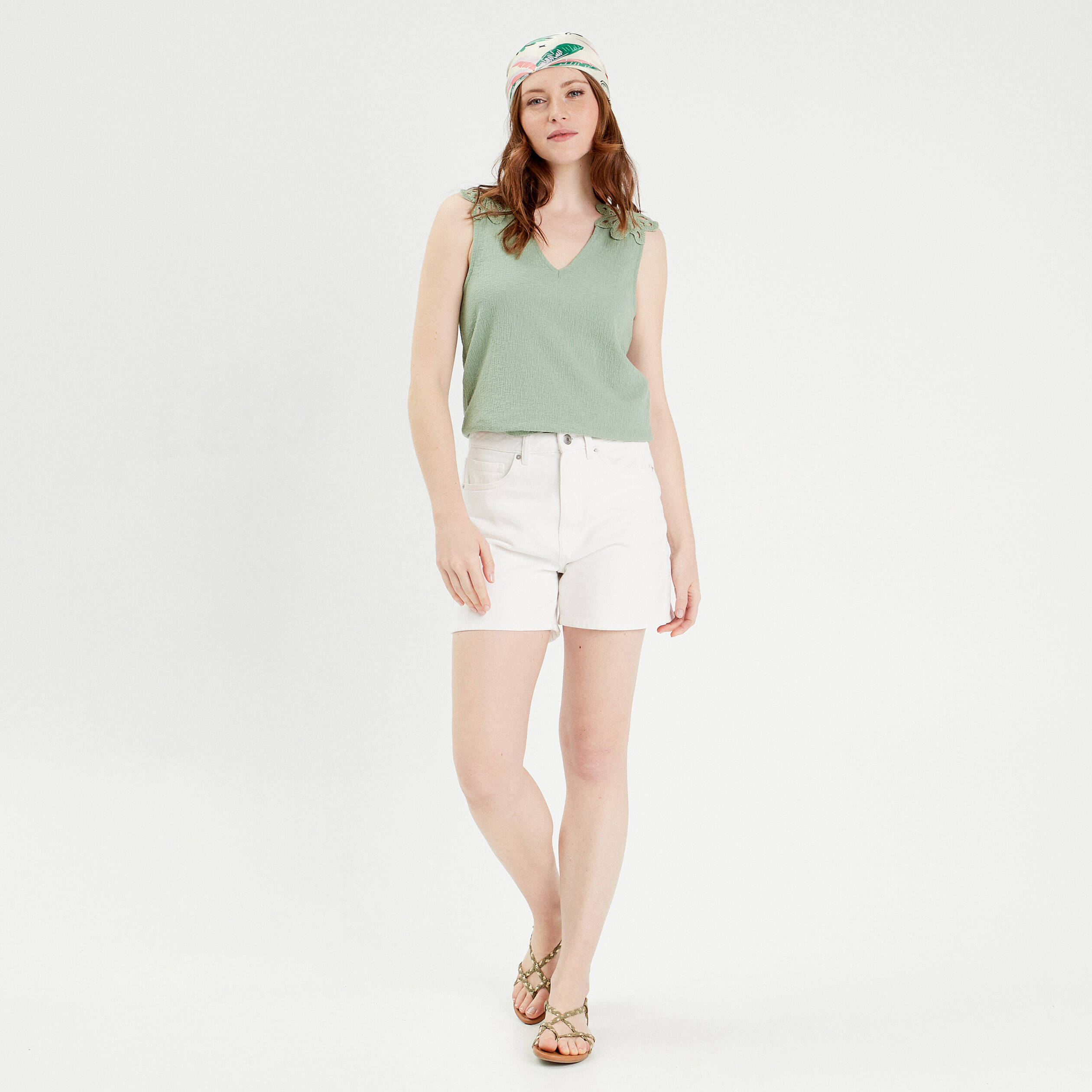 debardeur dos crochet vert olive femme Débardeur dos crochet vert olive femme