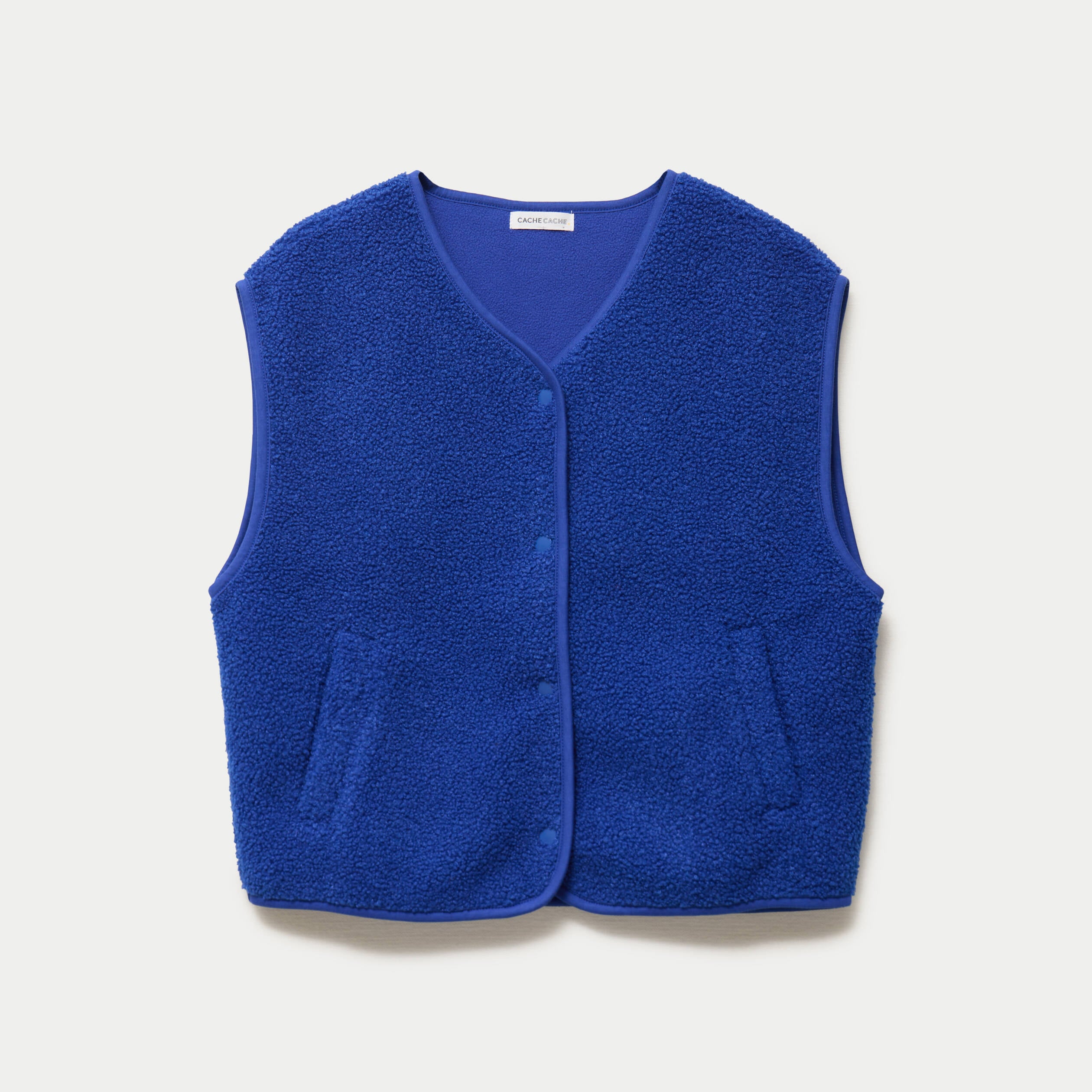 Gilet sans manches effet polaire bleu electrique femme