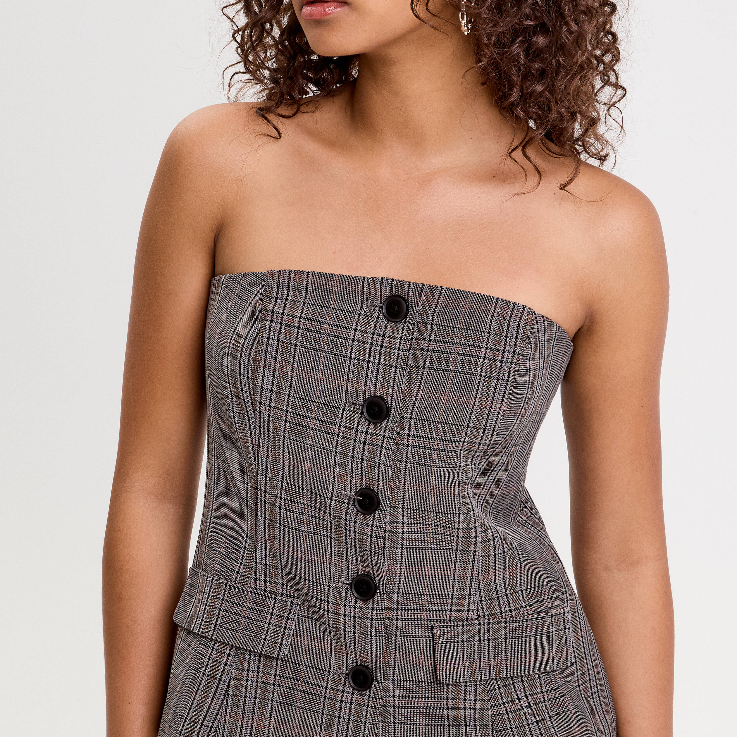 Bustier cintr&eacute; gris fonc&eacute; femme
