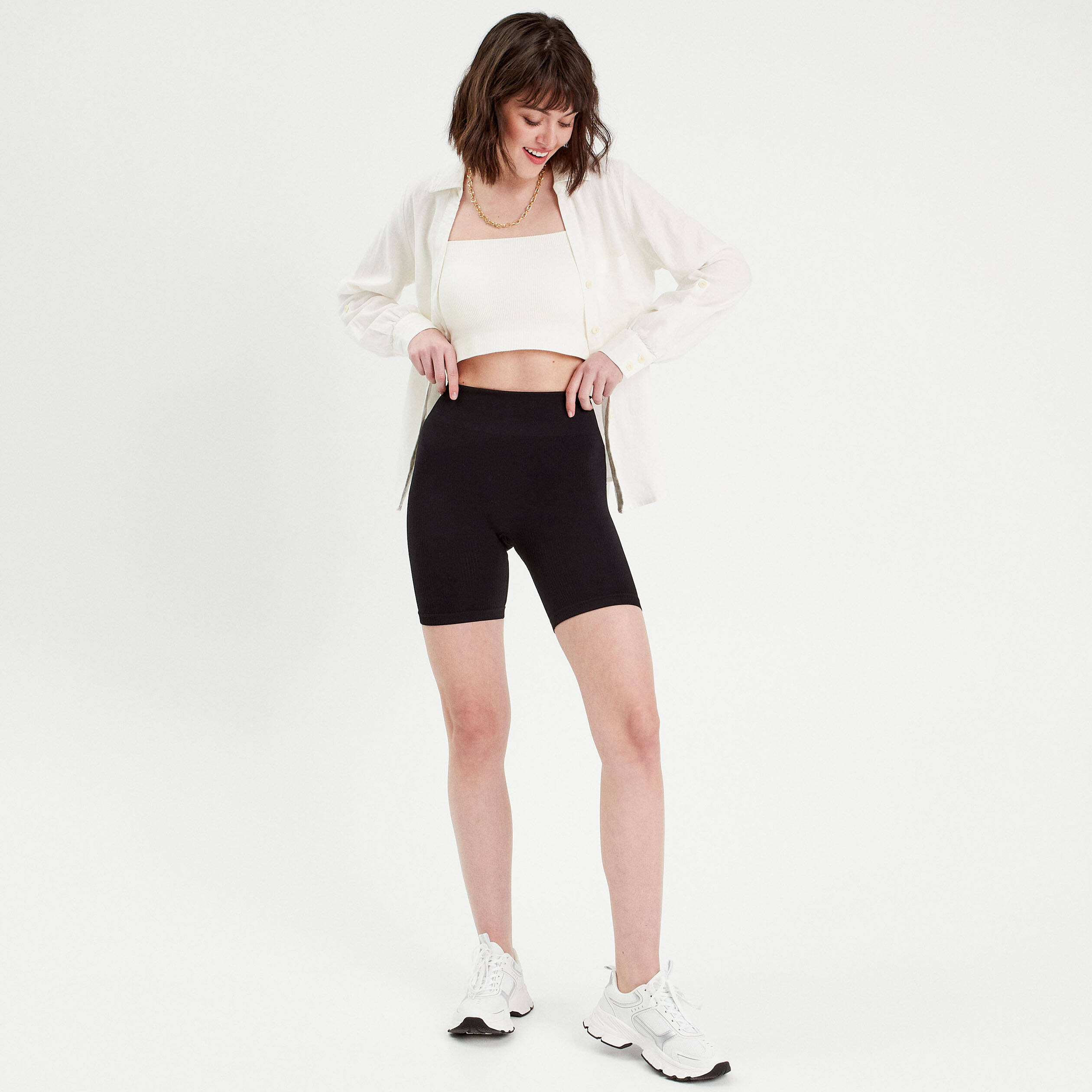 Short cycliste sans couture noir femme