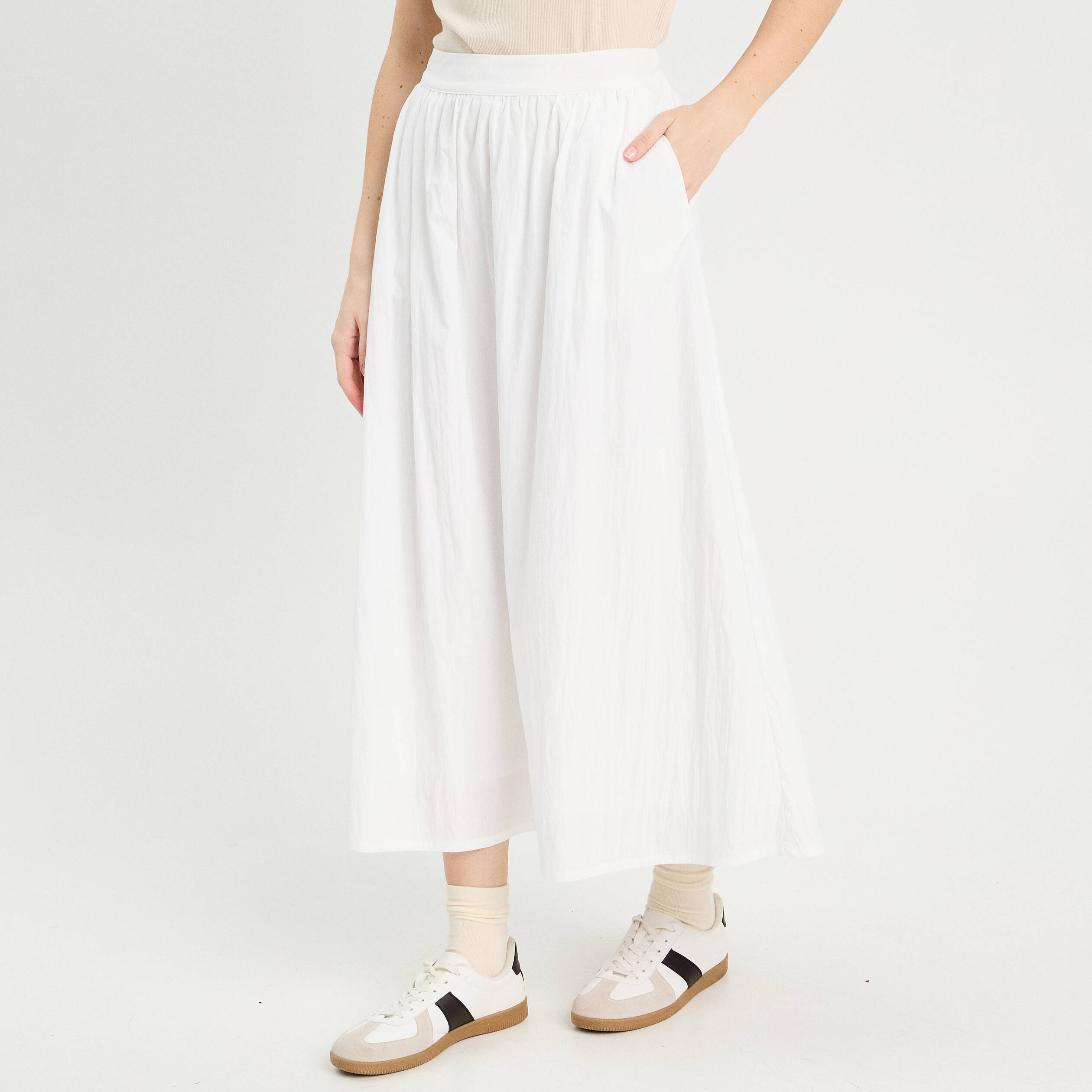 Jupe longue évasée blanc femme