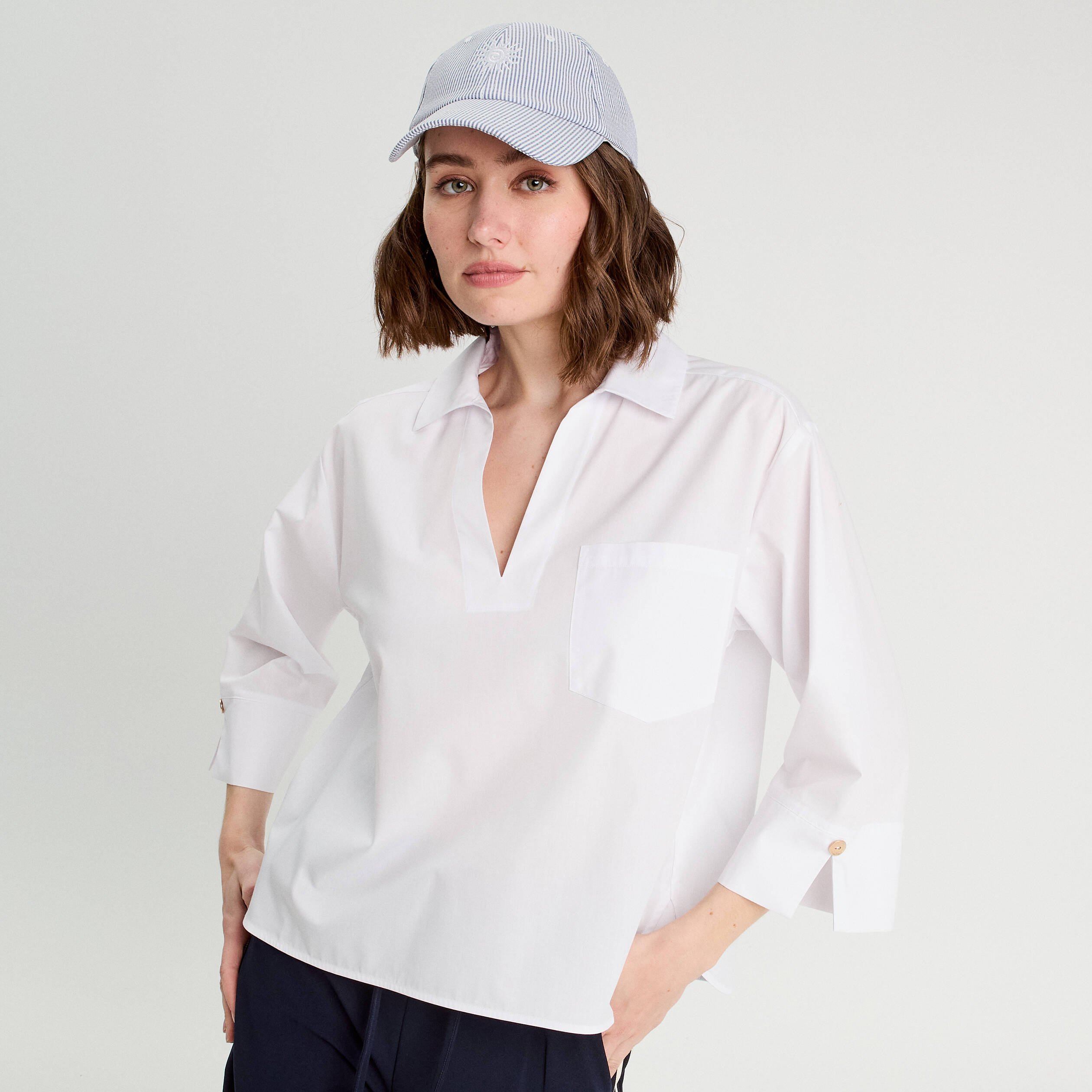 blouse manches 34 blanc femme Blouse manches 3/4 blanc femme
