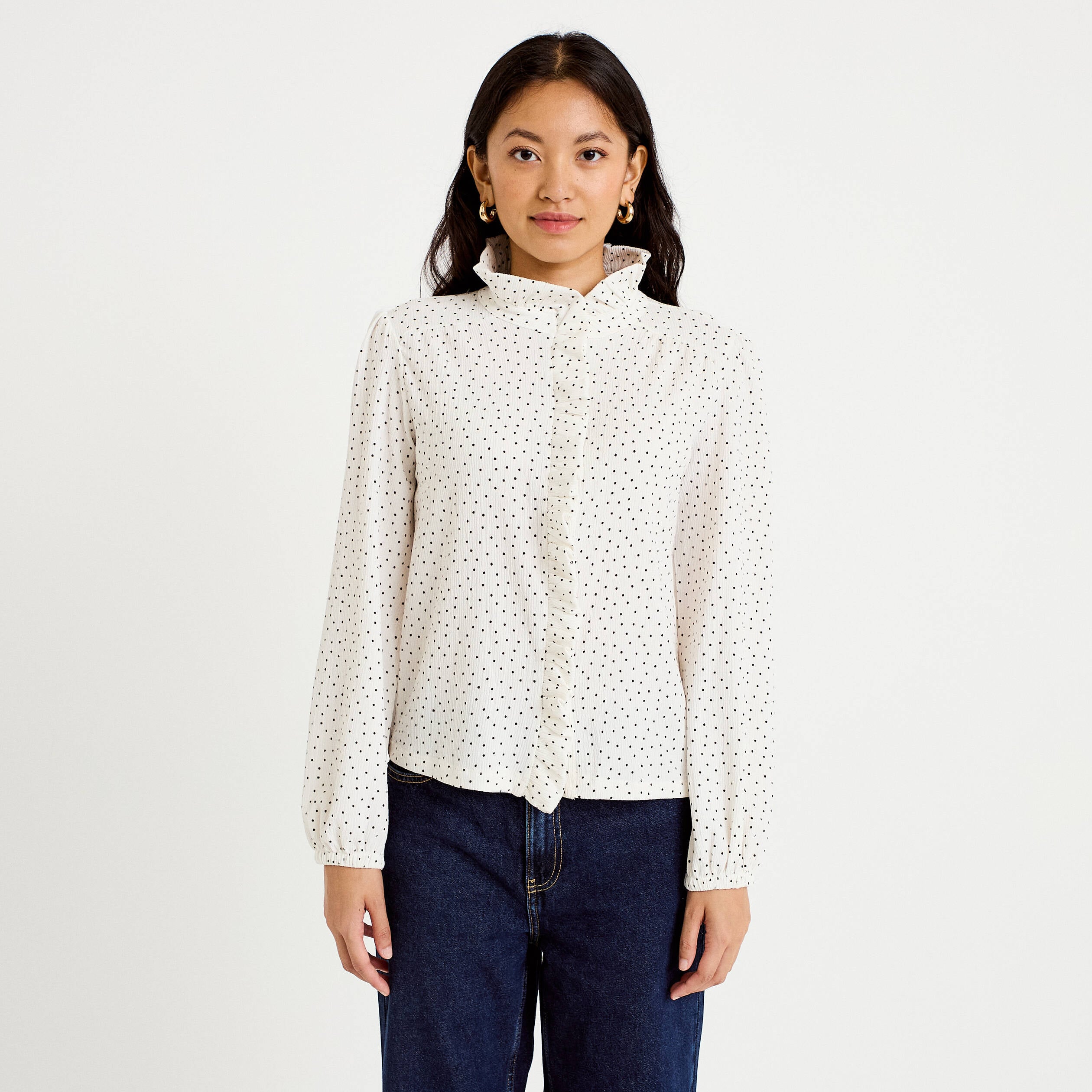 Blouse manches longues blanc femme