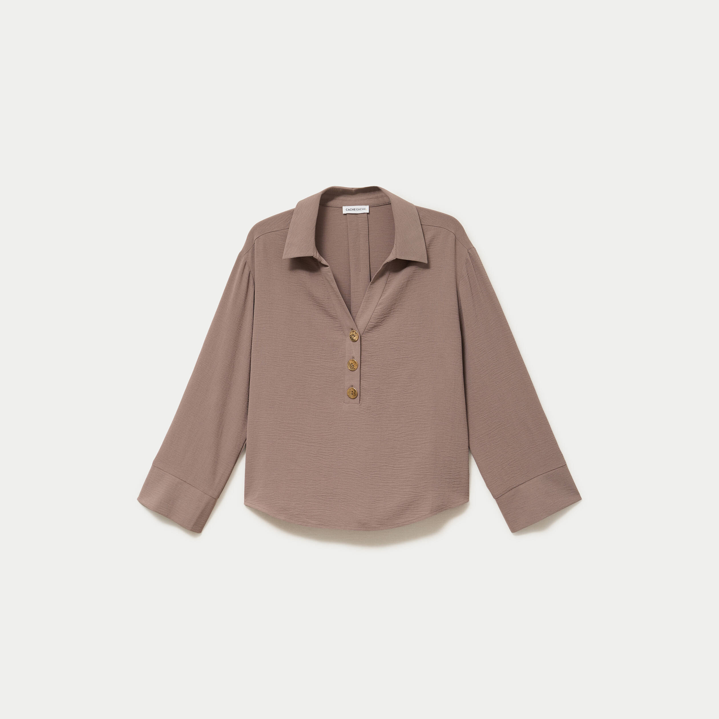 Blouse manches longues marron clair femme