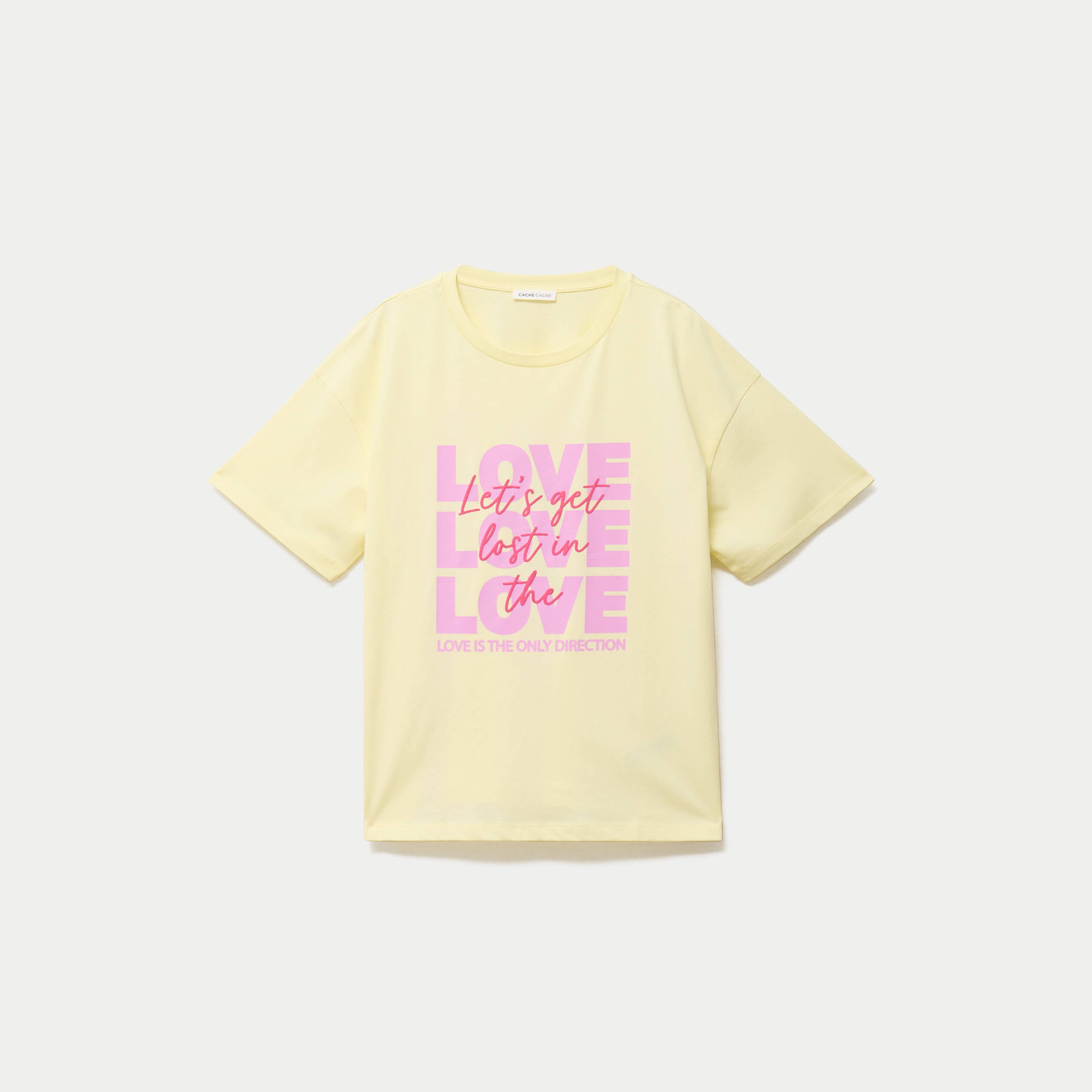 T-shirt boyfriend manches courtes jaune clair femme