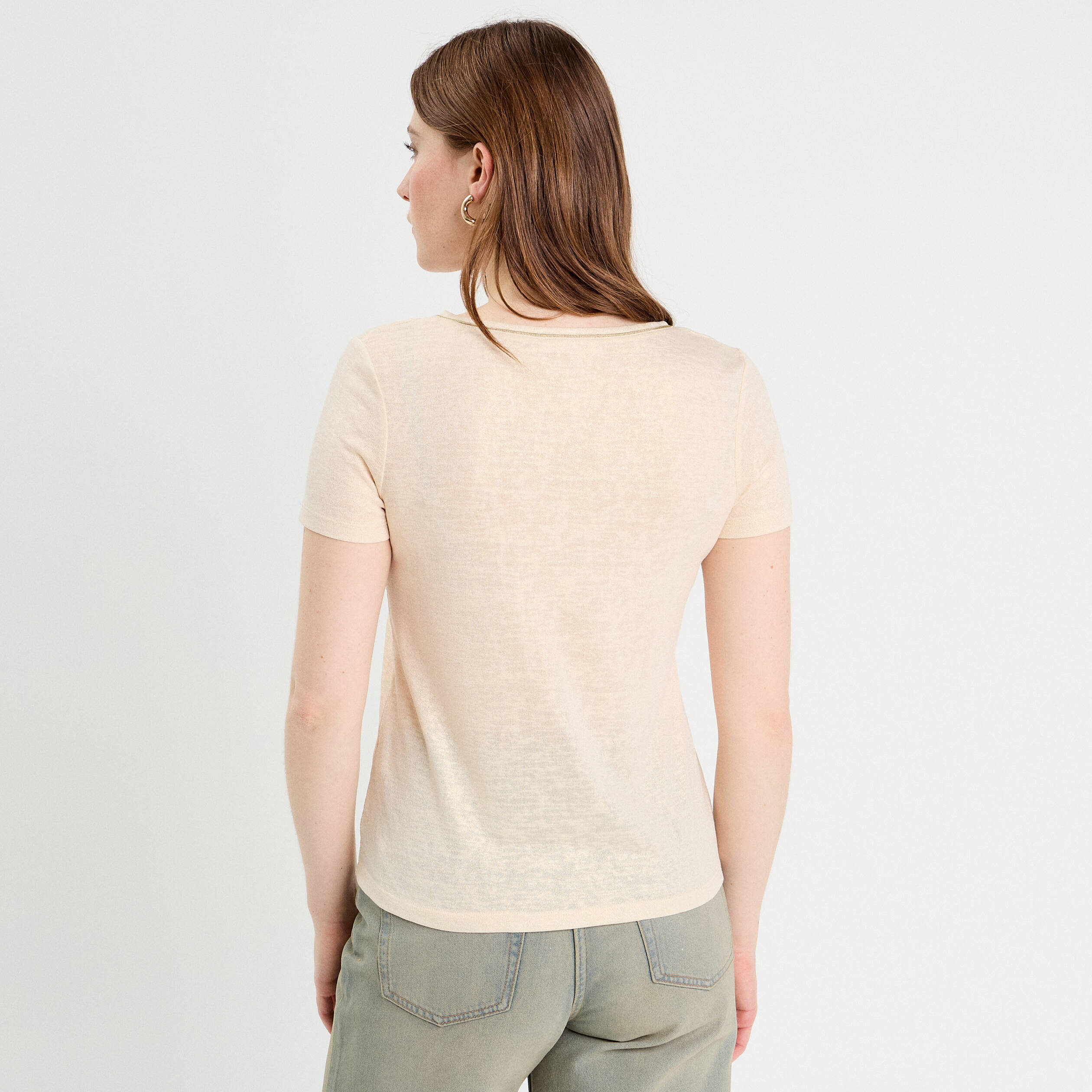 t shirt manches courtes irise couleur or femme T-shirt manches courtes irisé couleur or femme