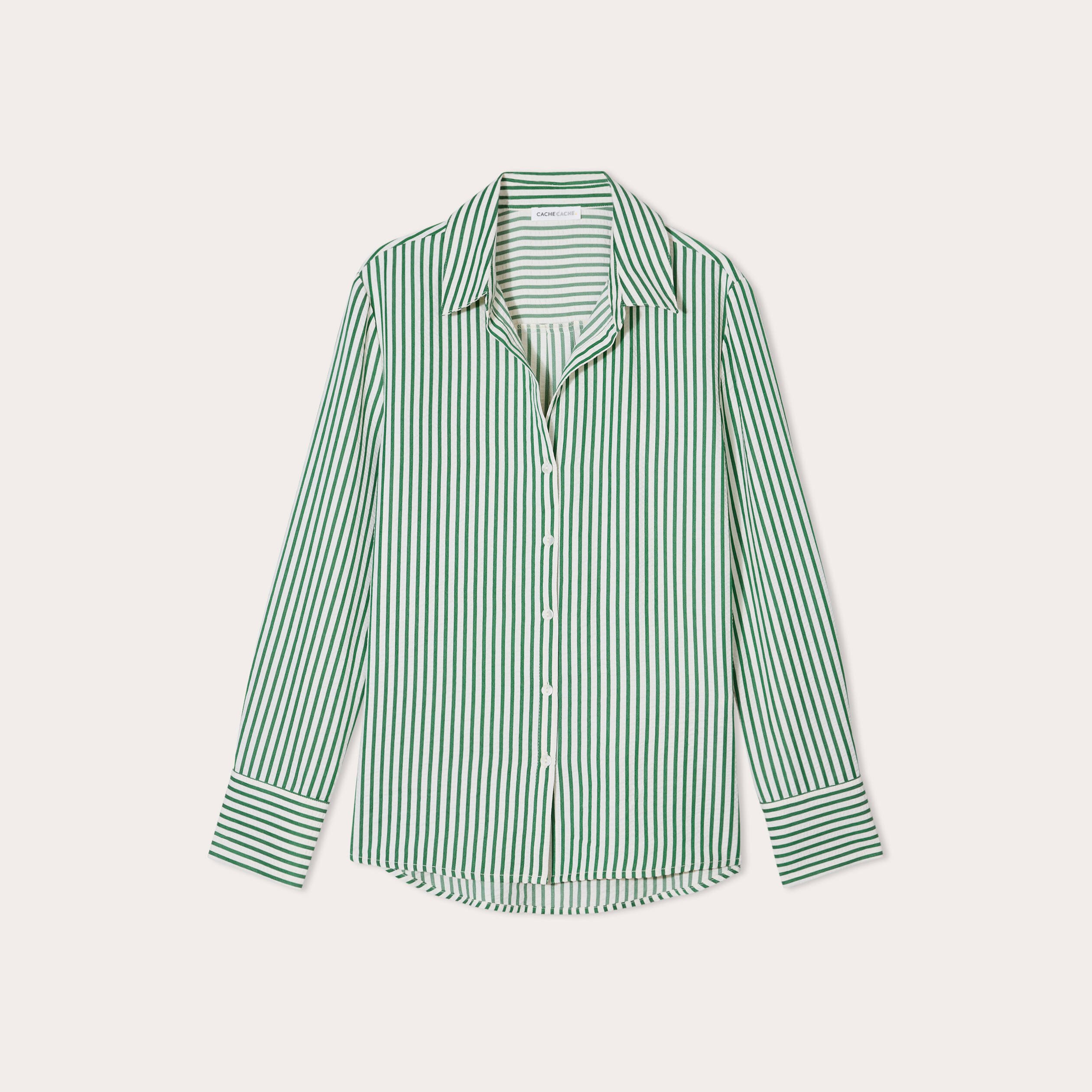 Chemise manches longues vert fluo femme