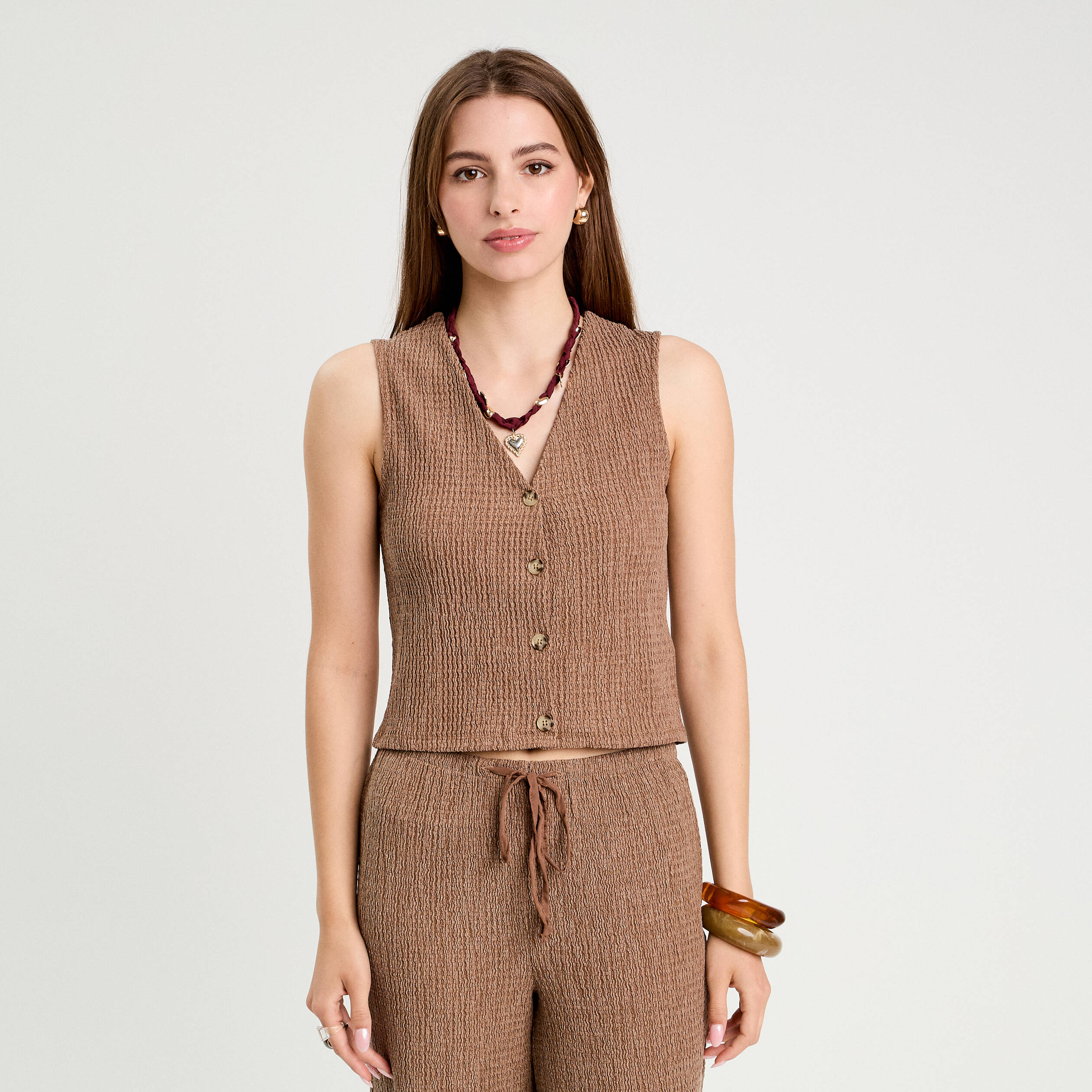 debardeur sans manches marron femme Débardeur sans manches marron femme