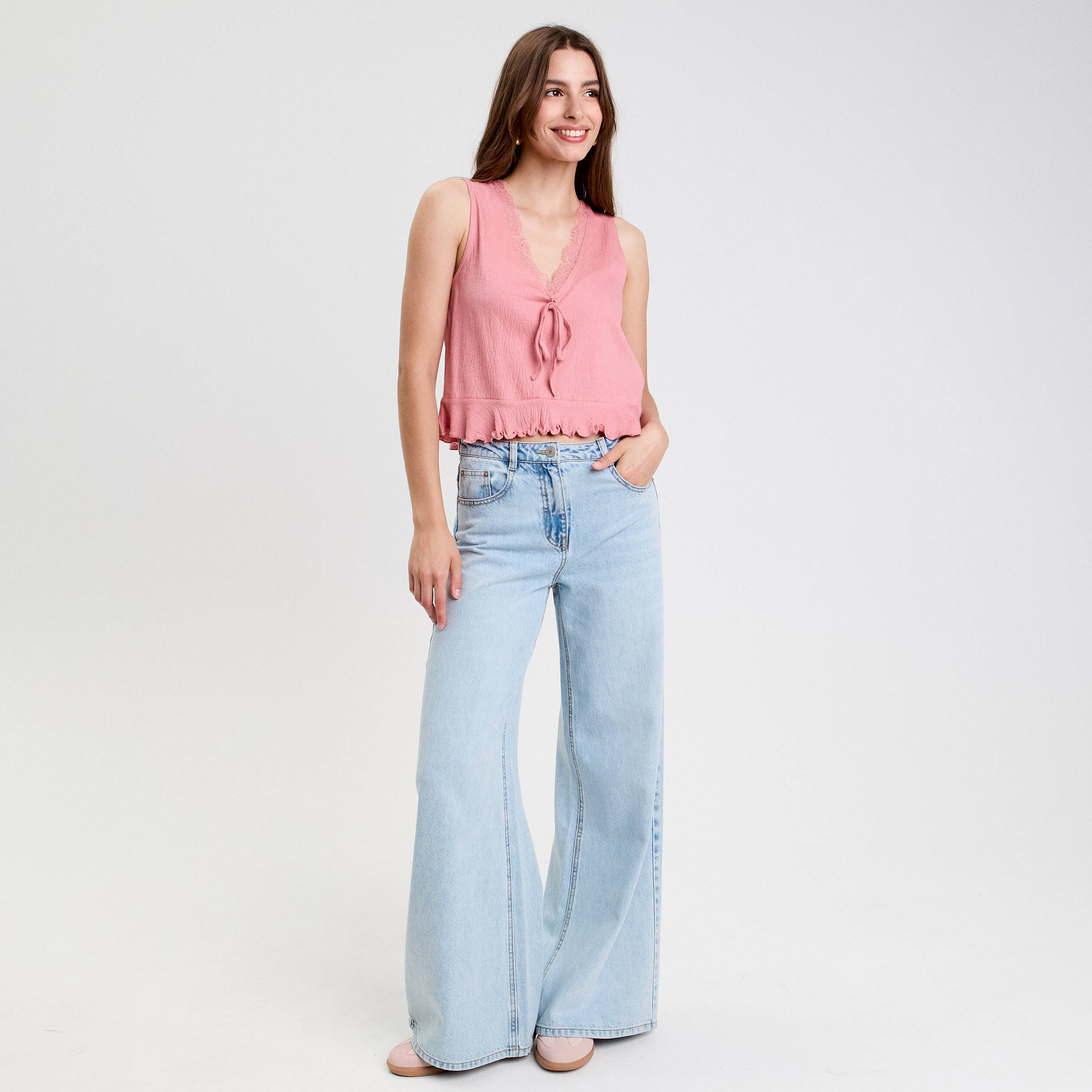 debardeur col v sans manches vieux rose femme Débardeur col V sans manches vieux rose femme