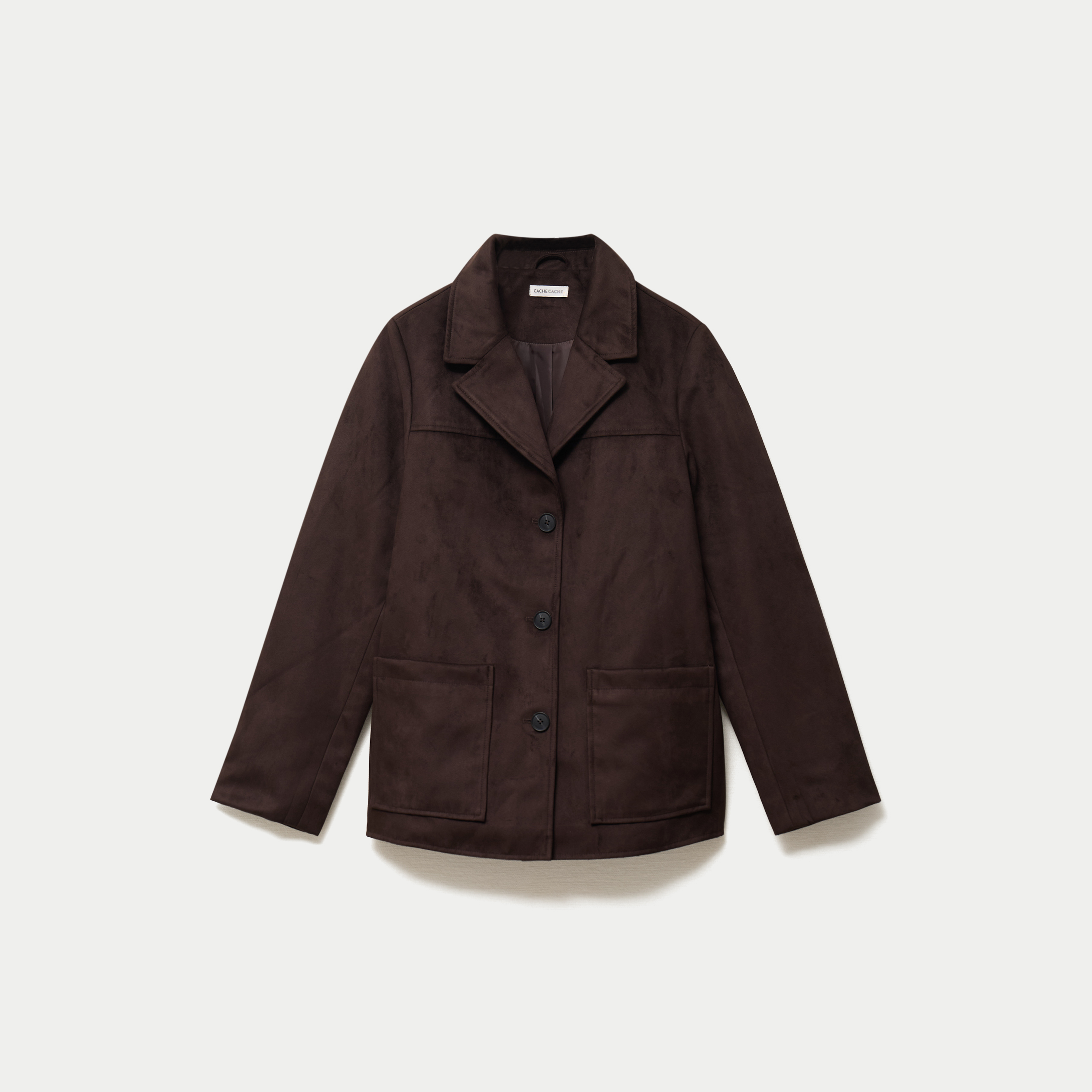 Blazer oversize manches longues daim marron chocolat femme
