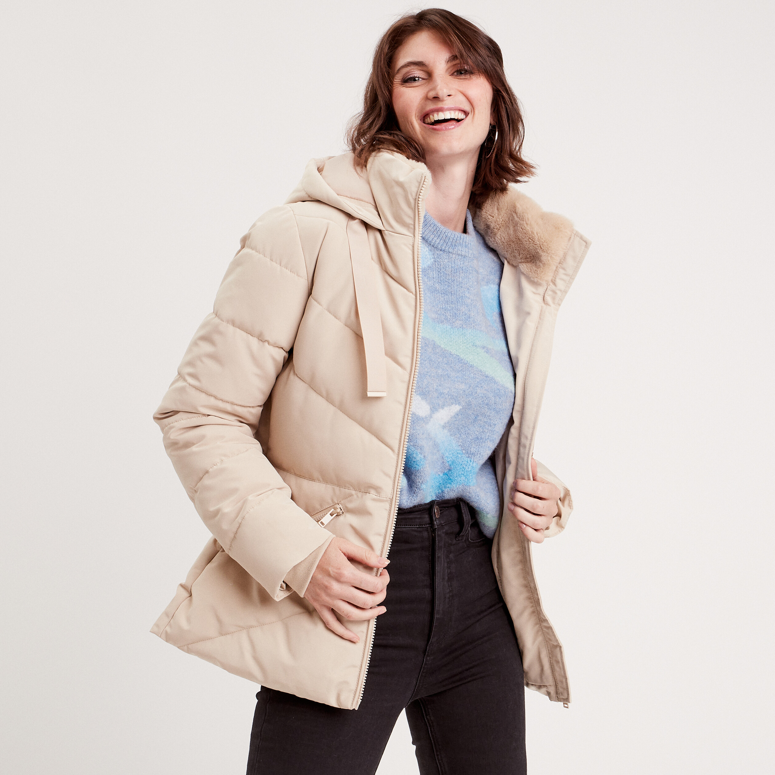 Doudoune femme cintree capuche clearance