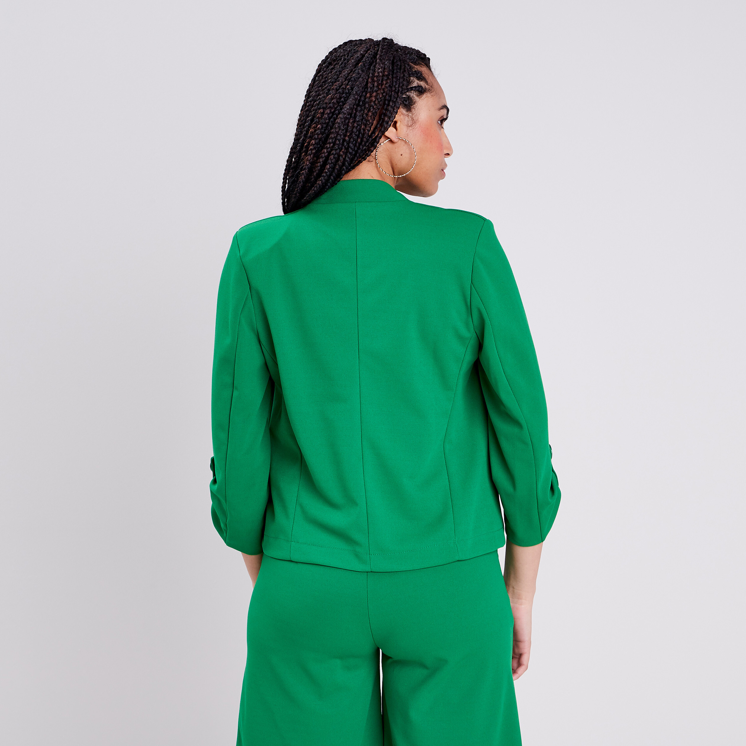 veste droite fluide vert femme Veste droite fluide vert femme