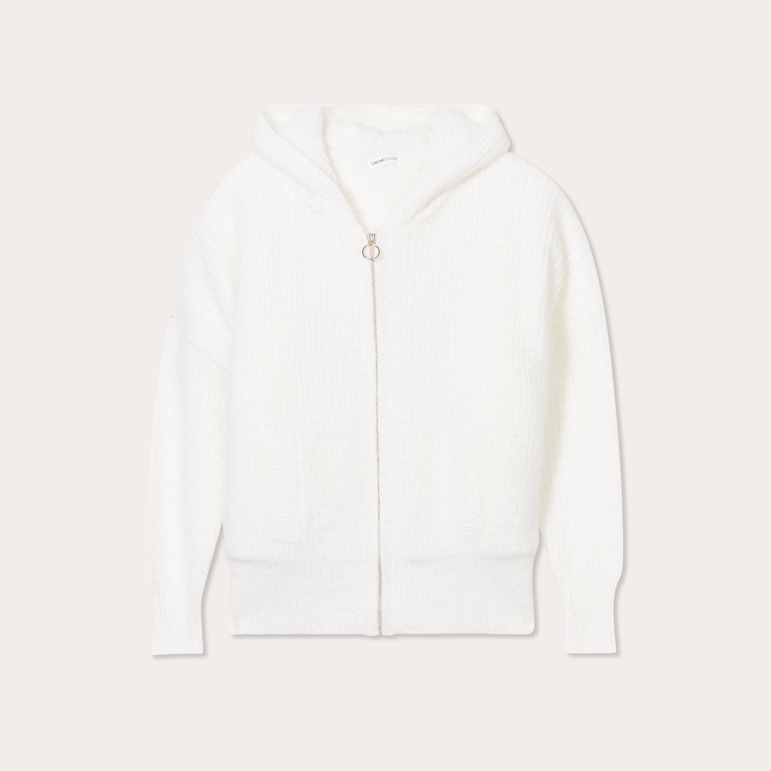 gilet double a capuche ecru femme Gilet doublé à capuche ecru femme