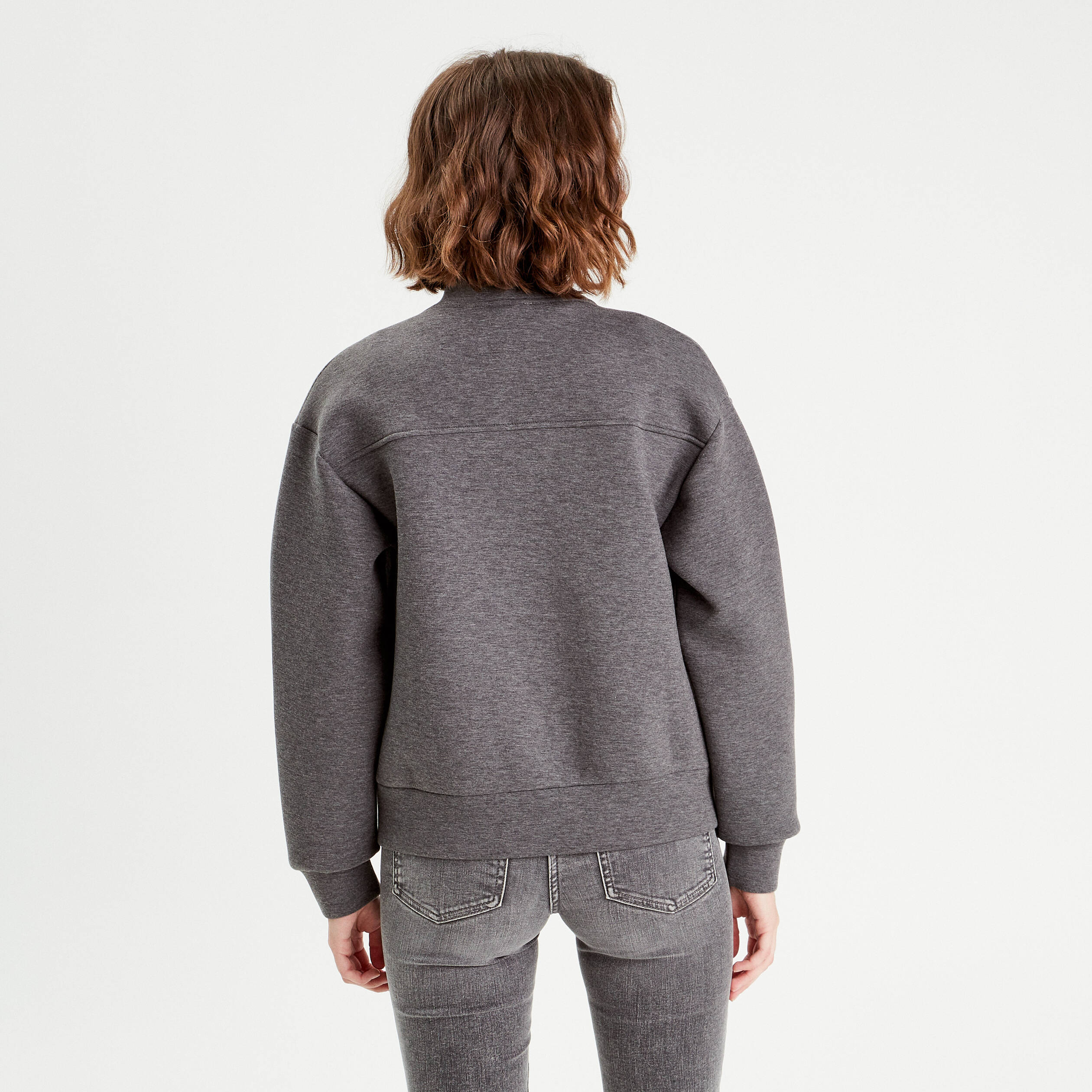 sweat boutonne col teddy gris fonce femme Sweat boutonné col teddy gris foncé femme
