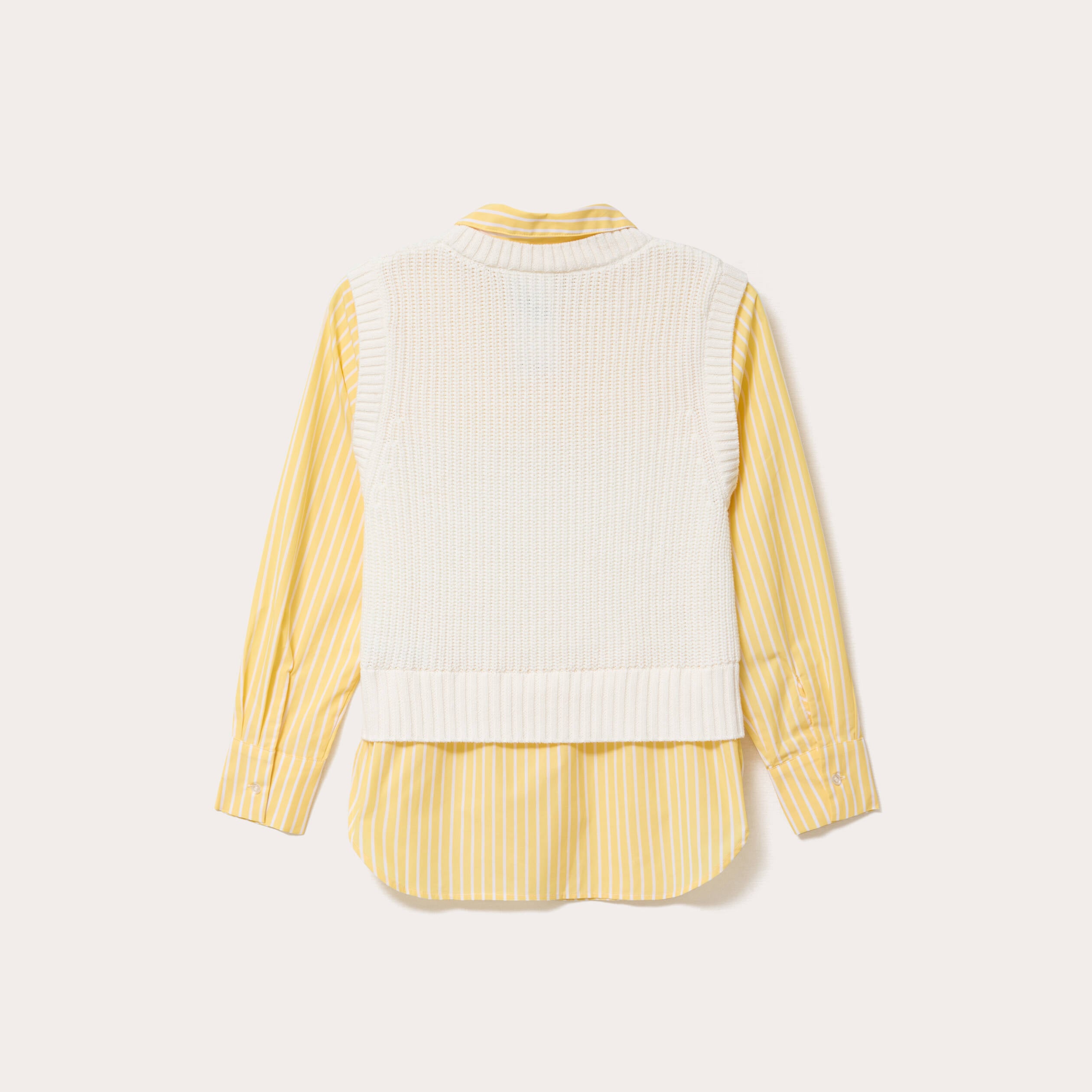 Pull chemise 2-en-1 jaune clair femme