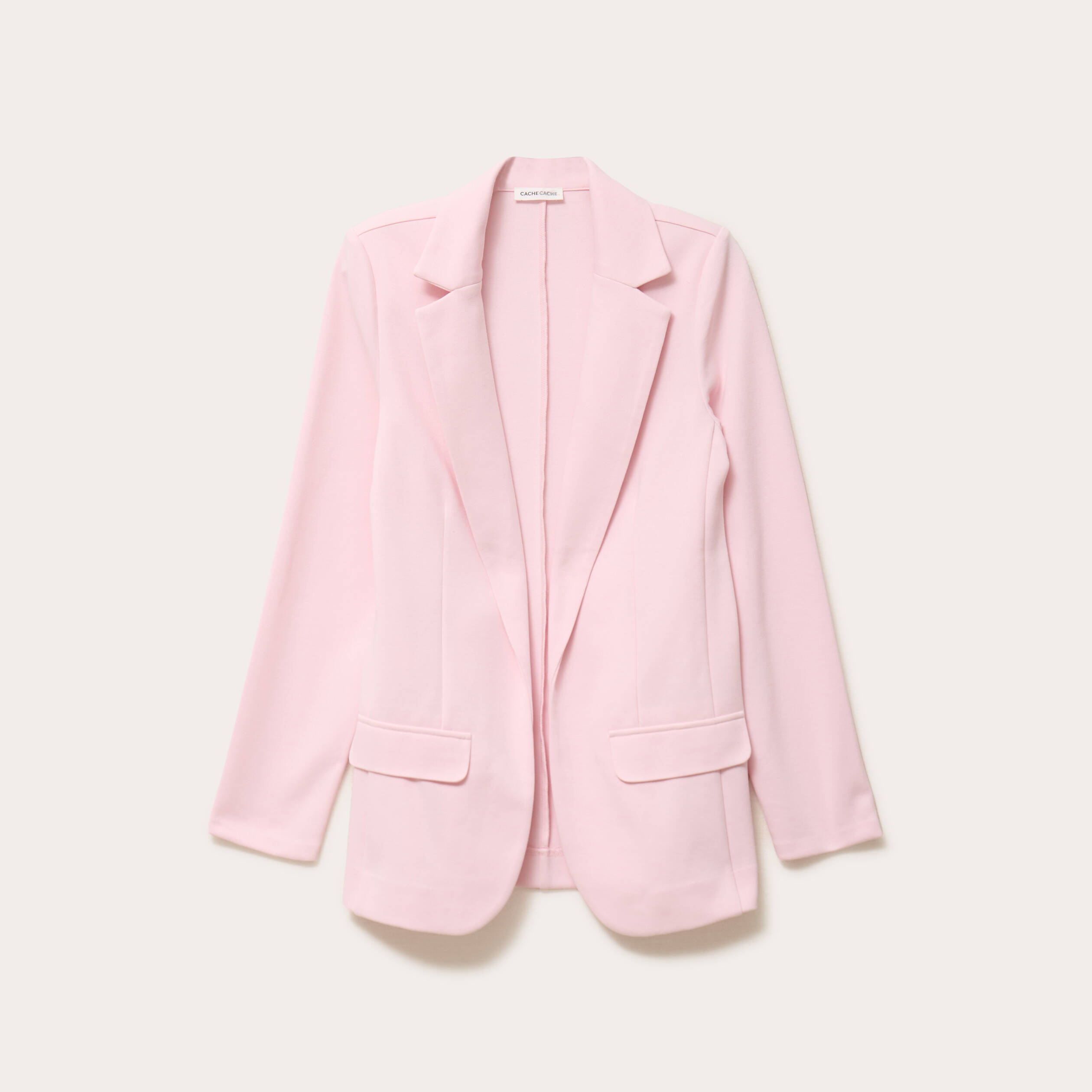 Veste blazer cintr&eacute;e rose clair femme