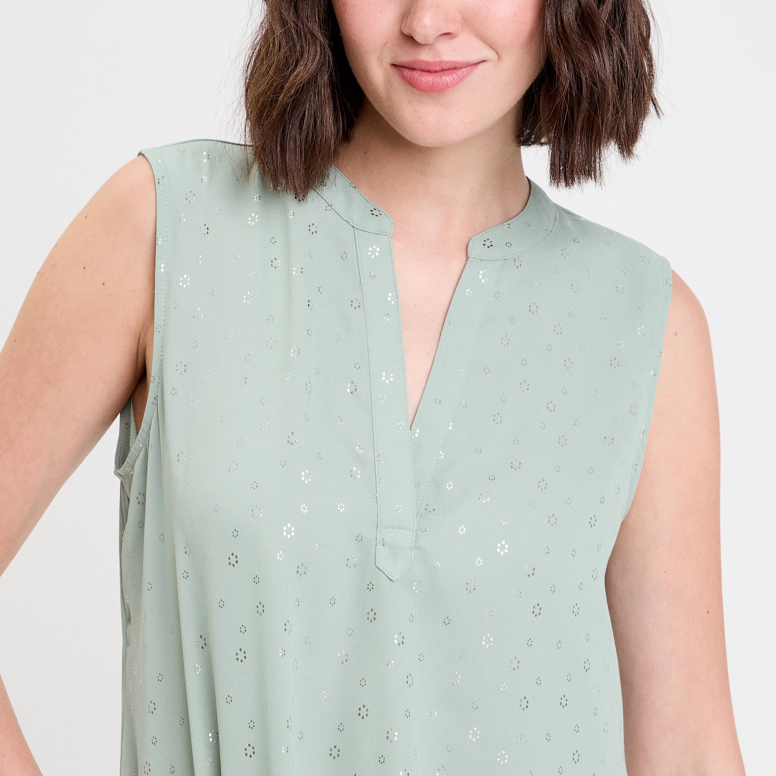 Blouse sans manches vert olive femme