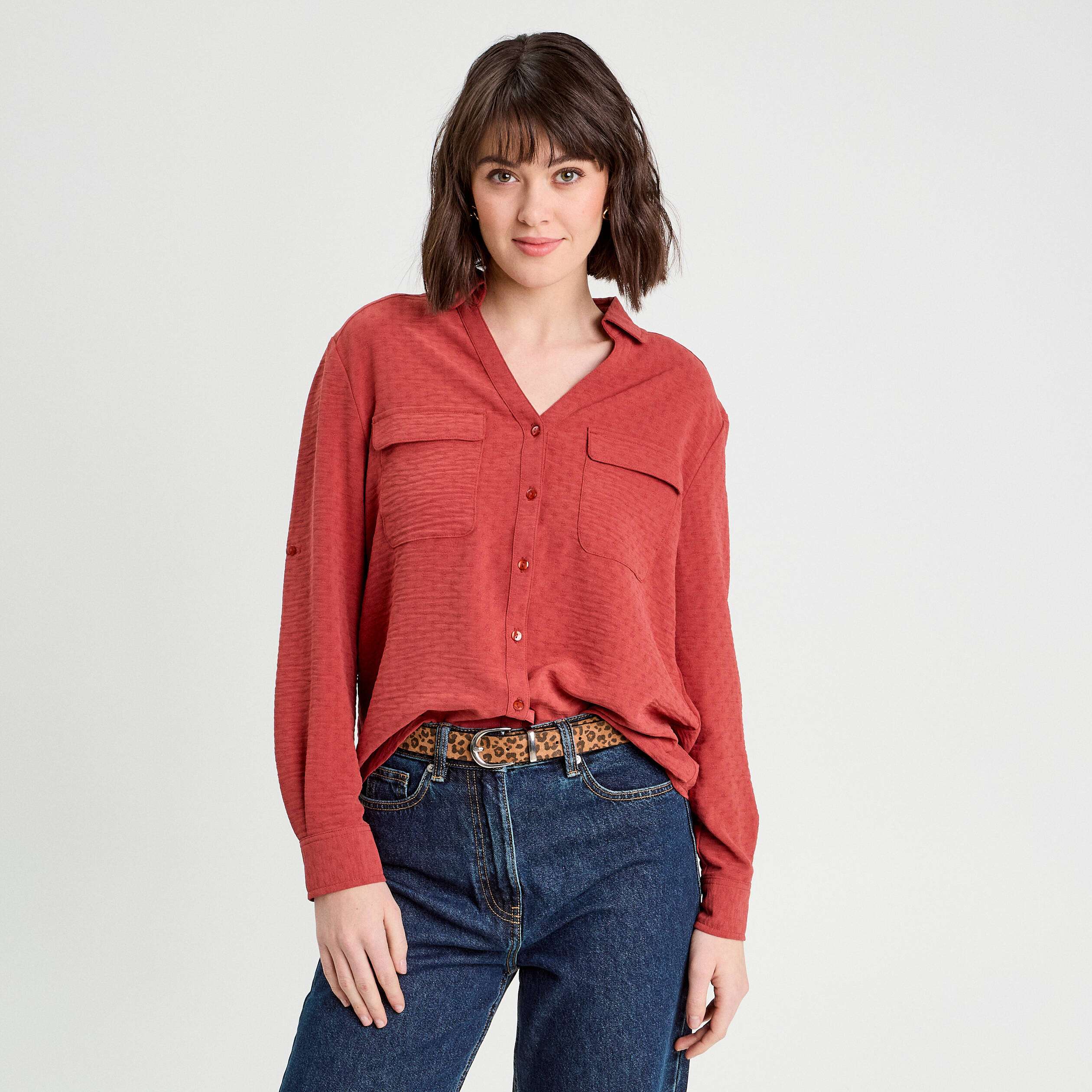 chemise manches longues vieux rose femme Chemise manches longues vieux rose femme