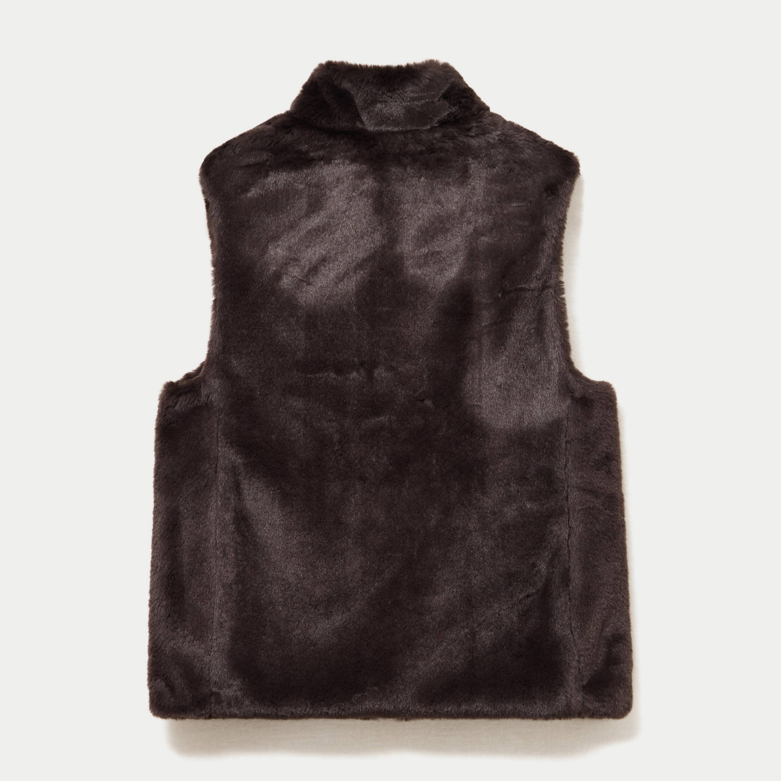 Veste sans manches fermeture zipp&eacute;e marron fonc&eacute; femme