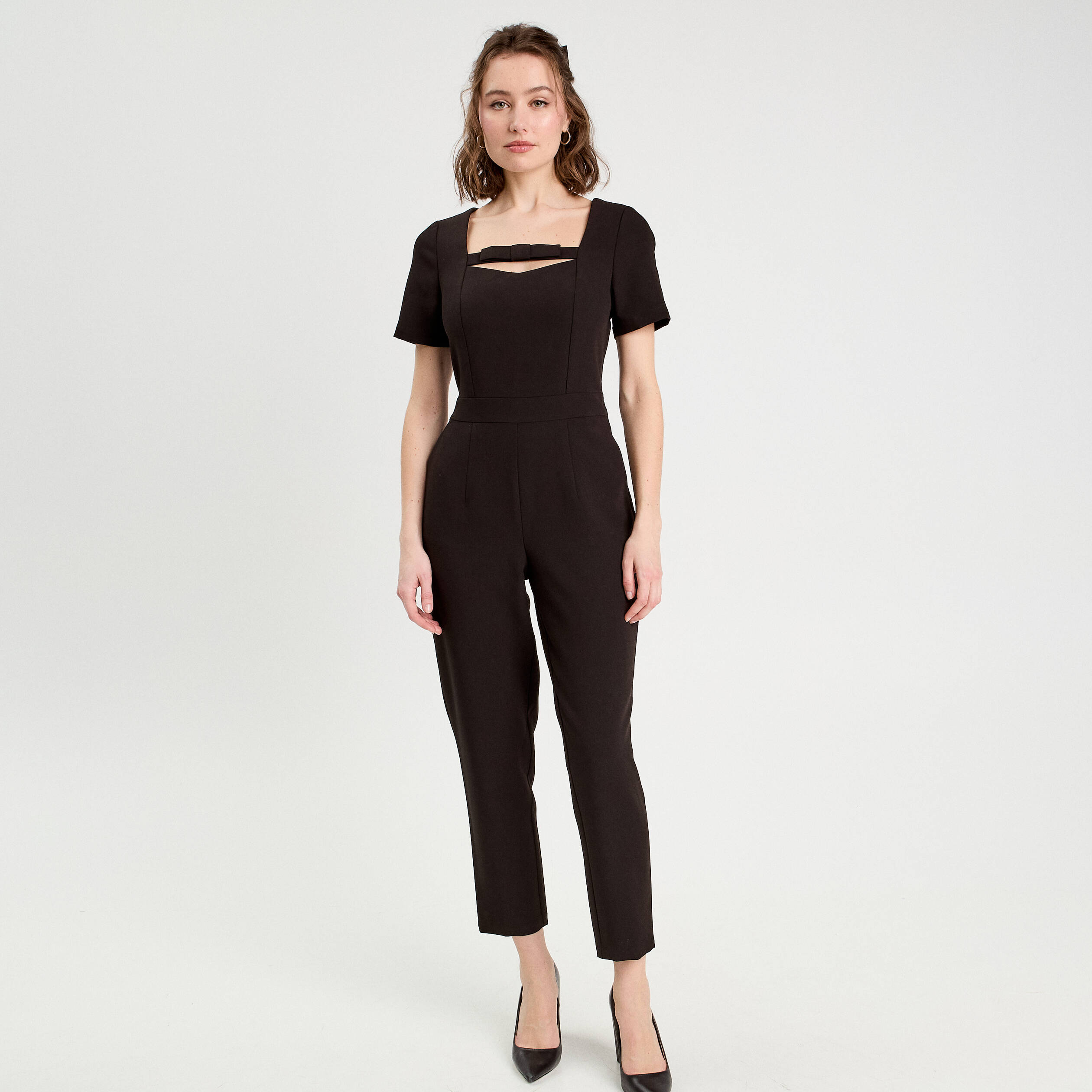 Combinaison pantalon 7/8&egrave;me noir femme