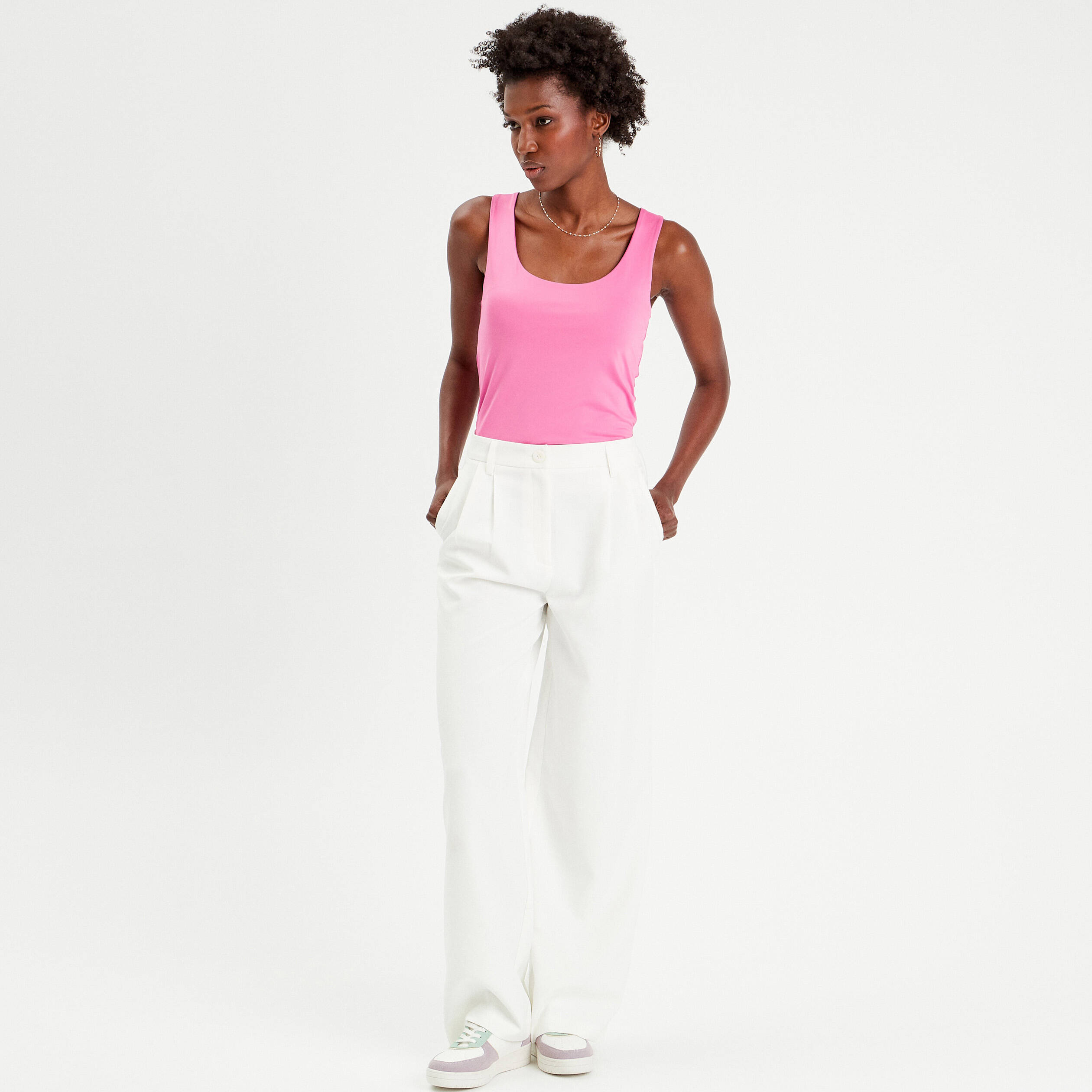 debardeur effet seconde peau rose fushia femme Débardeur effet seconde peau rose fushia femme