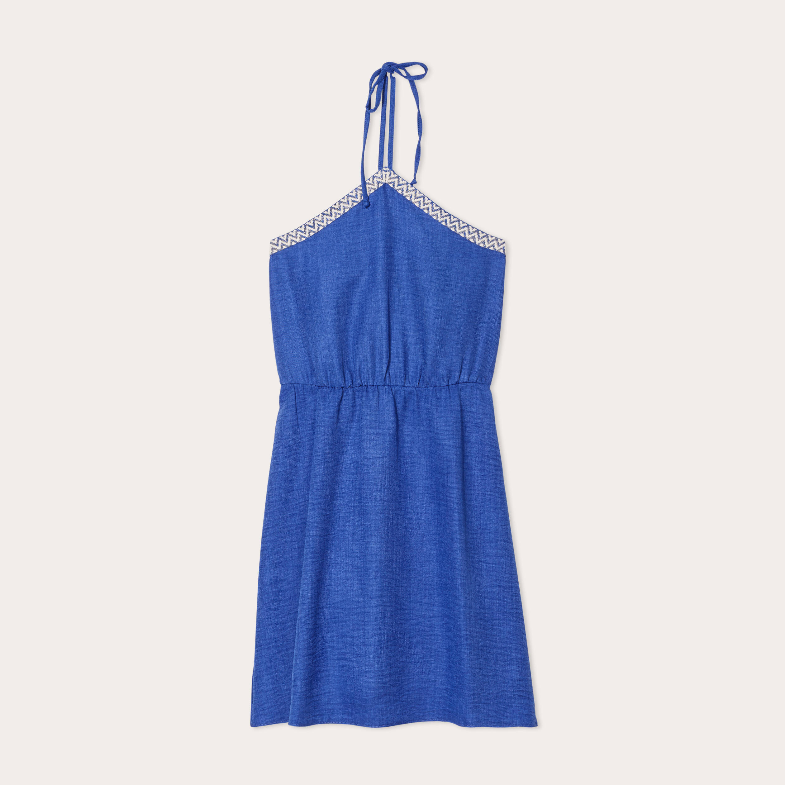 Robe &eacute;vas&eacute;e bretelles nou&eacute;es bleu electrique femme
