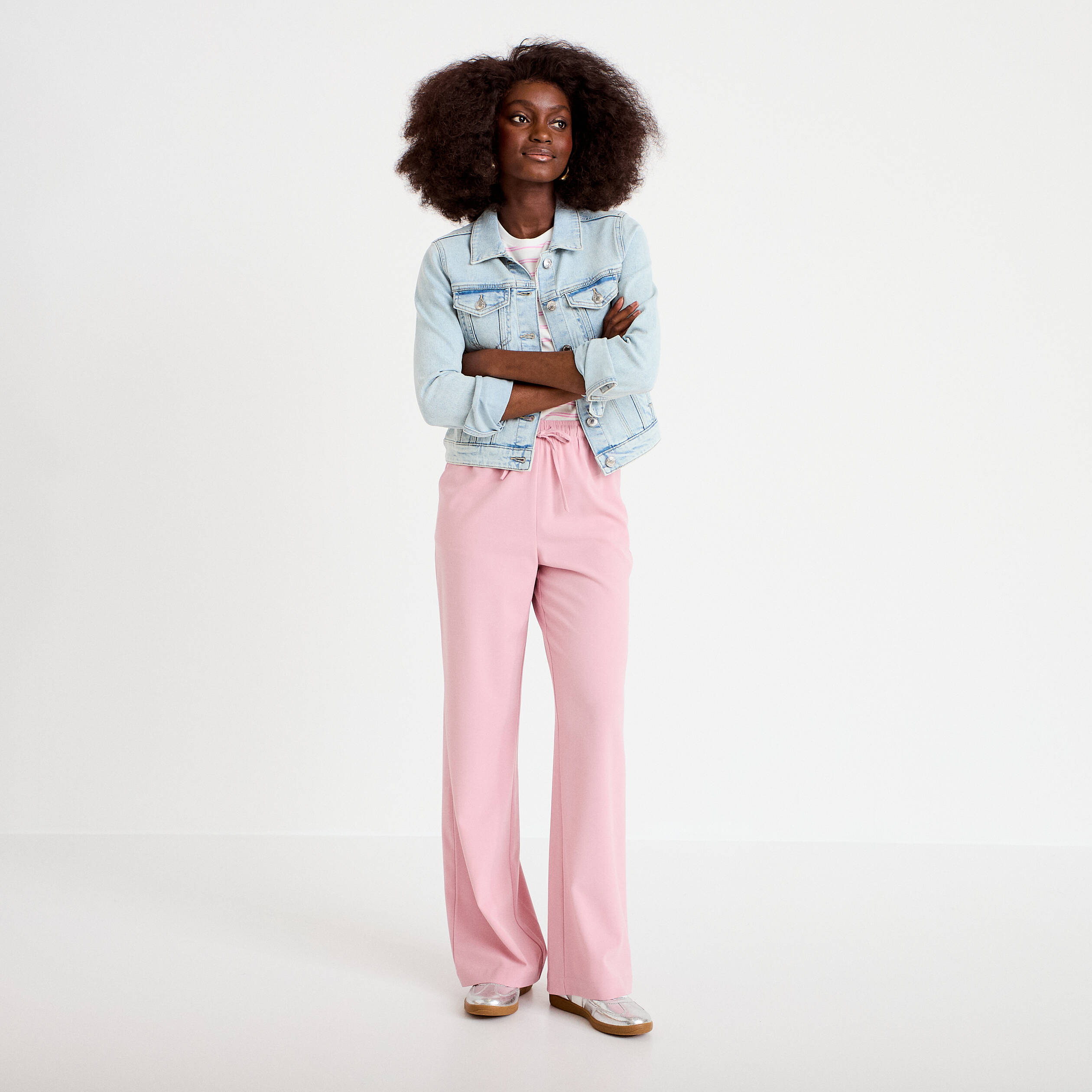 Pantalon Femme OSKA 100% Lin Rose - Taille 3 - Jambes Larges - Regular - Tchèque