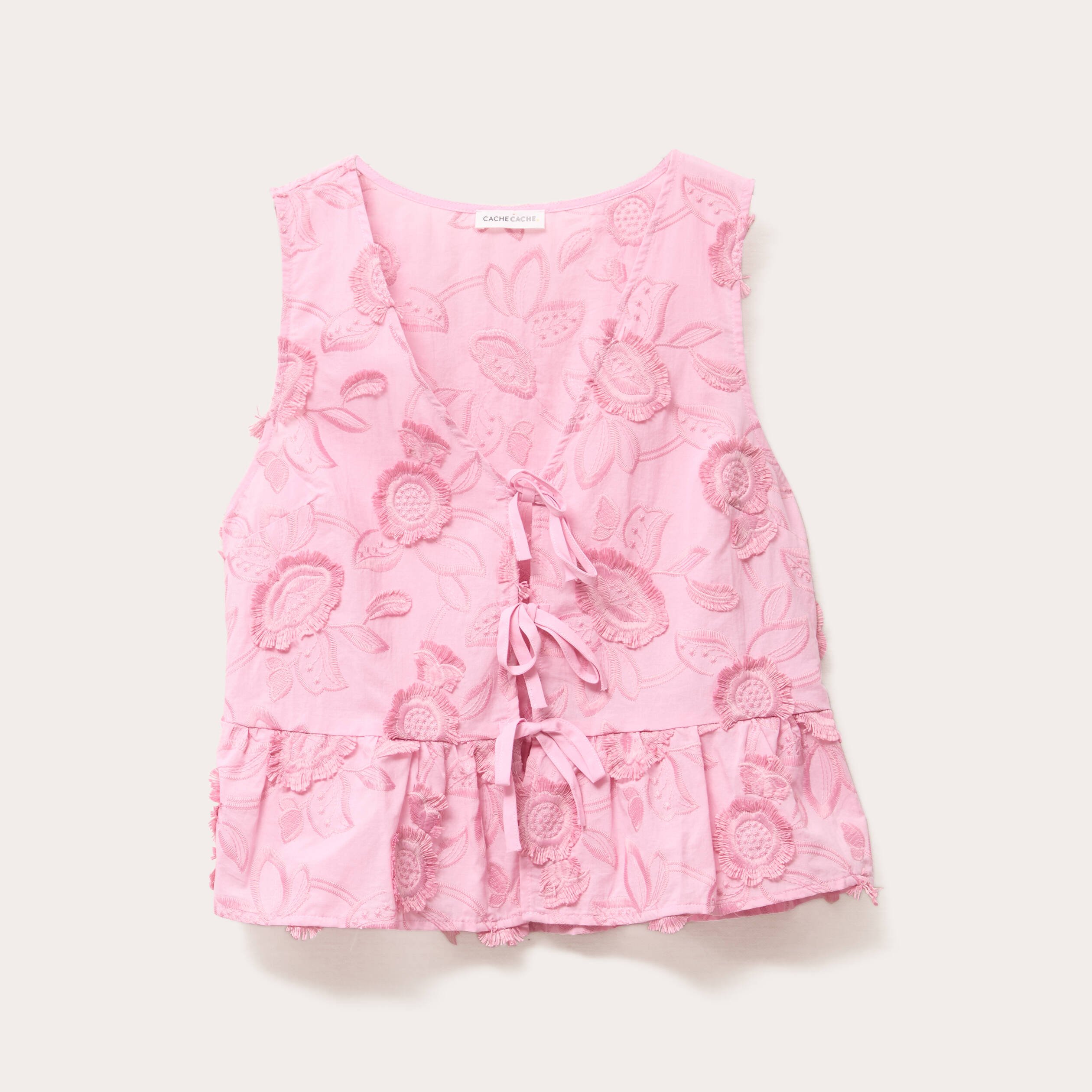 blouse sans manches nouee rose femme Blouse sans manches nouée rose femme