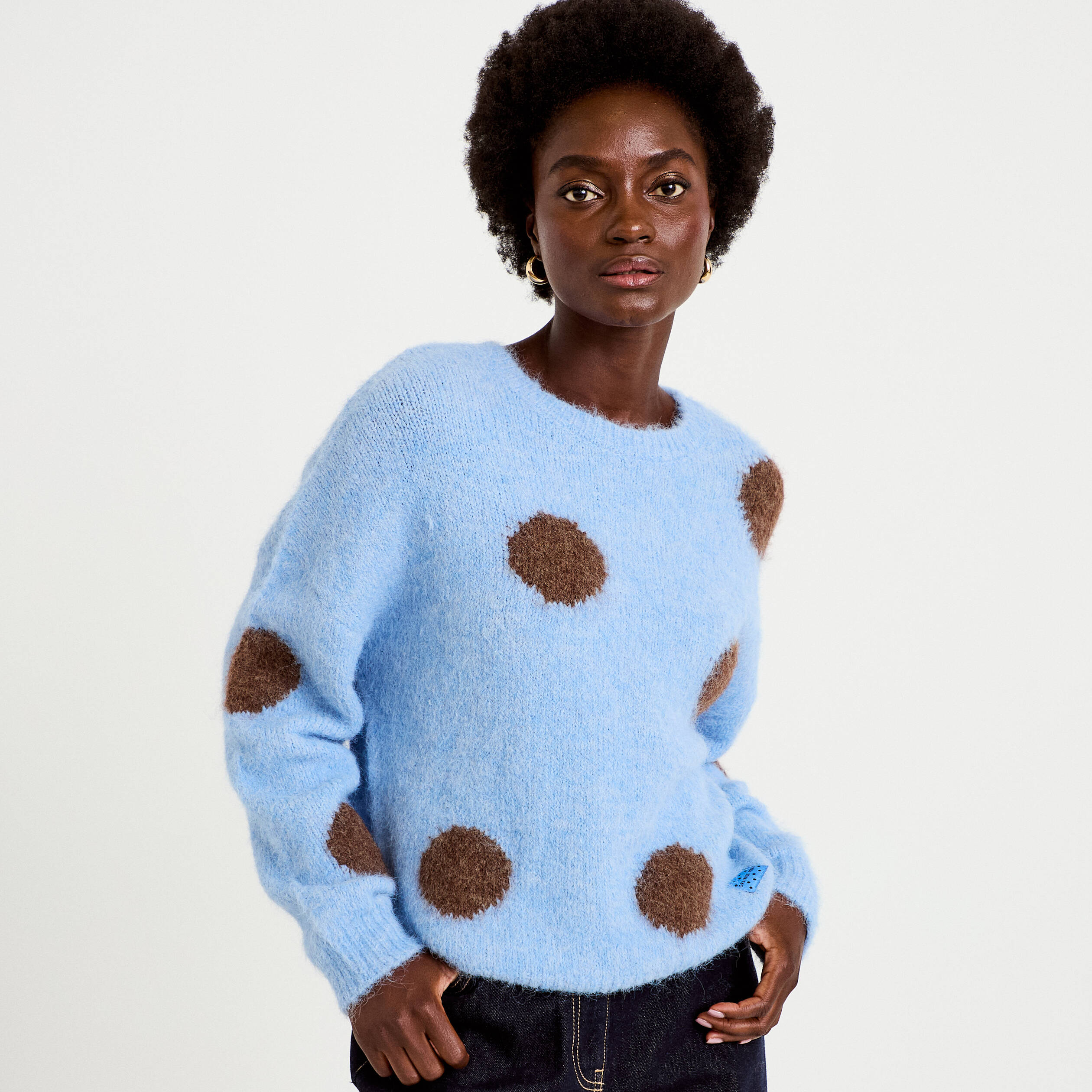 Pull manches longues bleu ciel femme