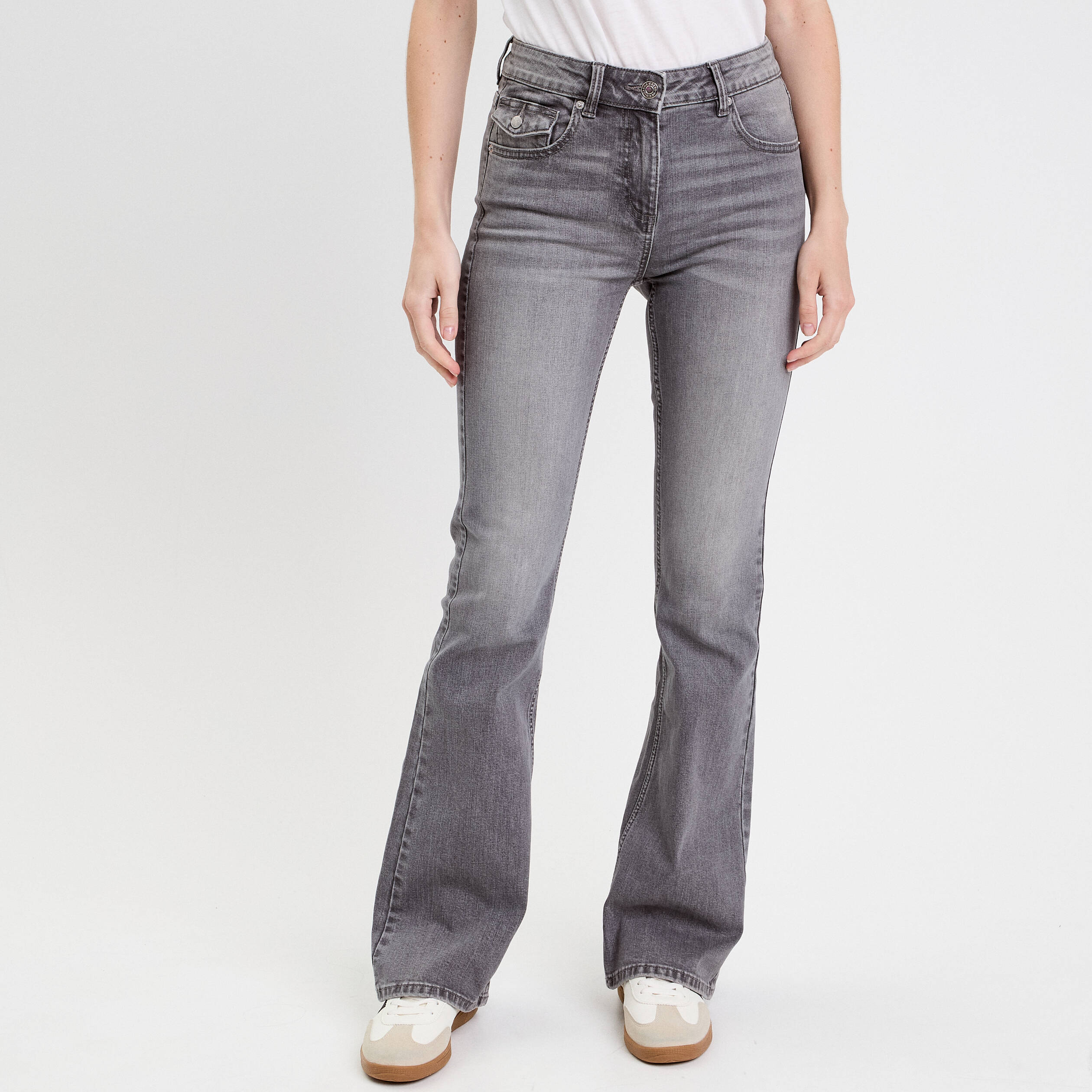 jean flare taille basse denim gris femme Jean flare taille basse denim gris femme