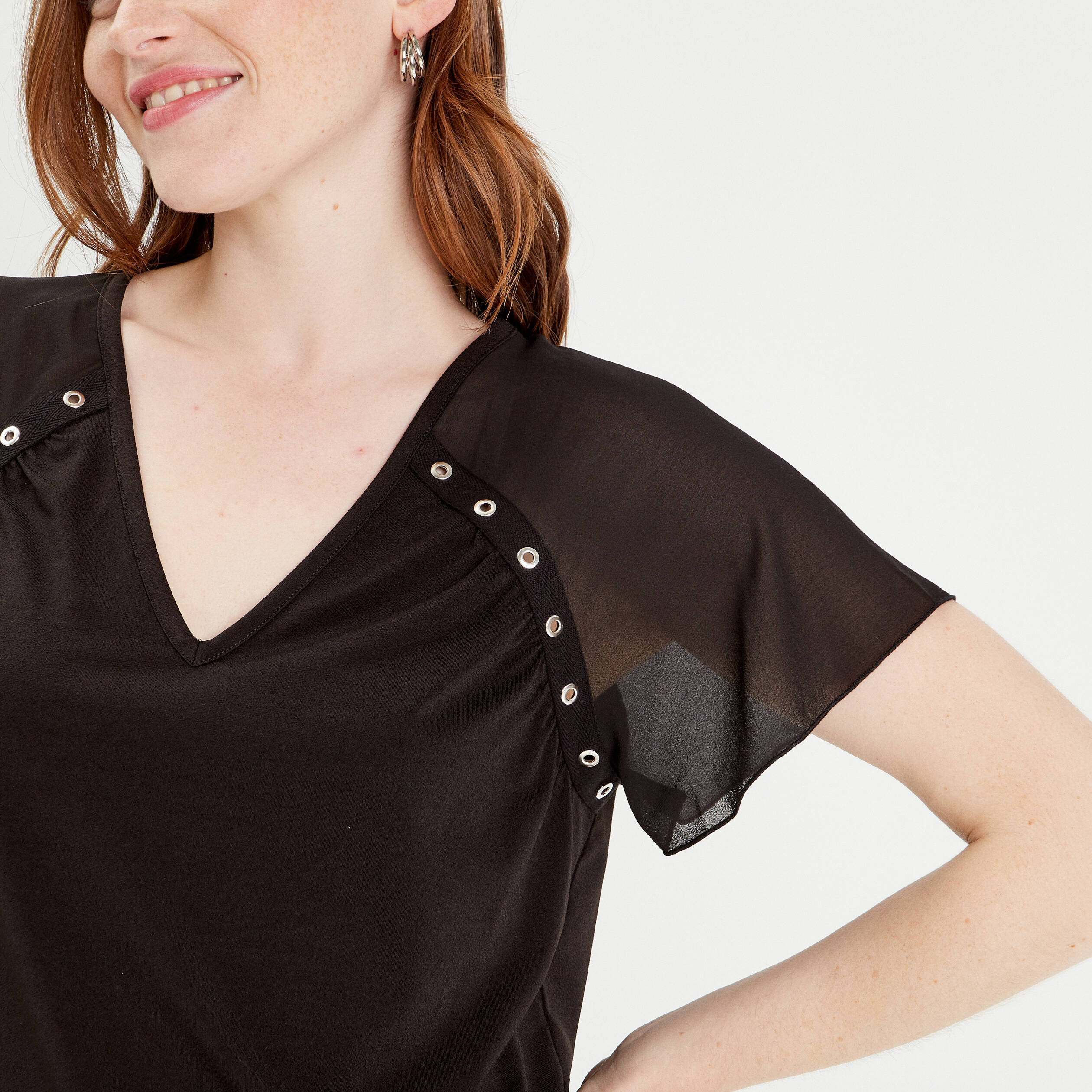blouse manches courtes noir femme Blouse manches courtes noir femme