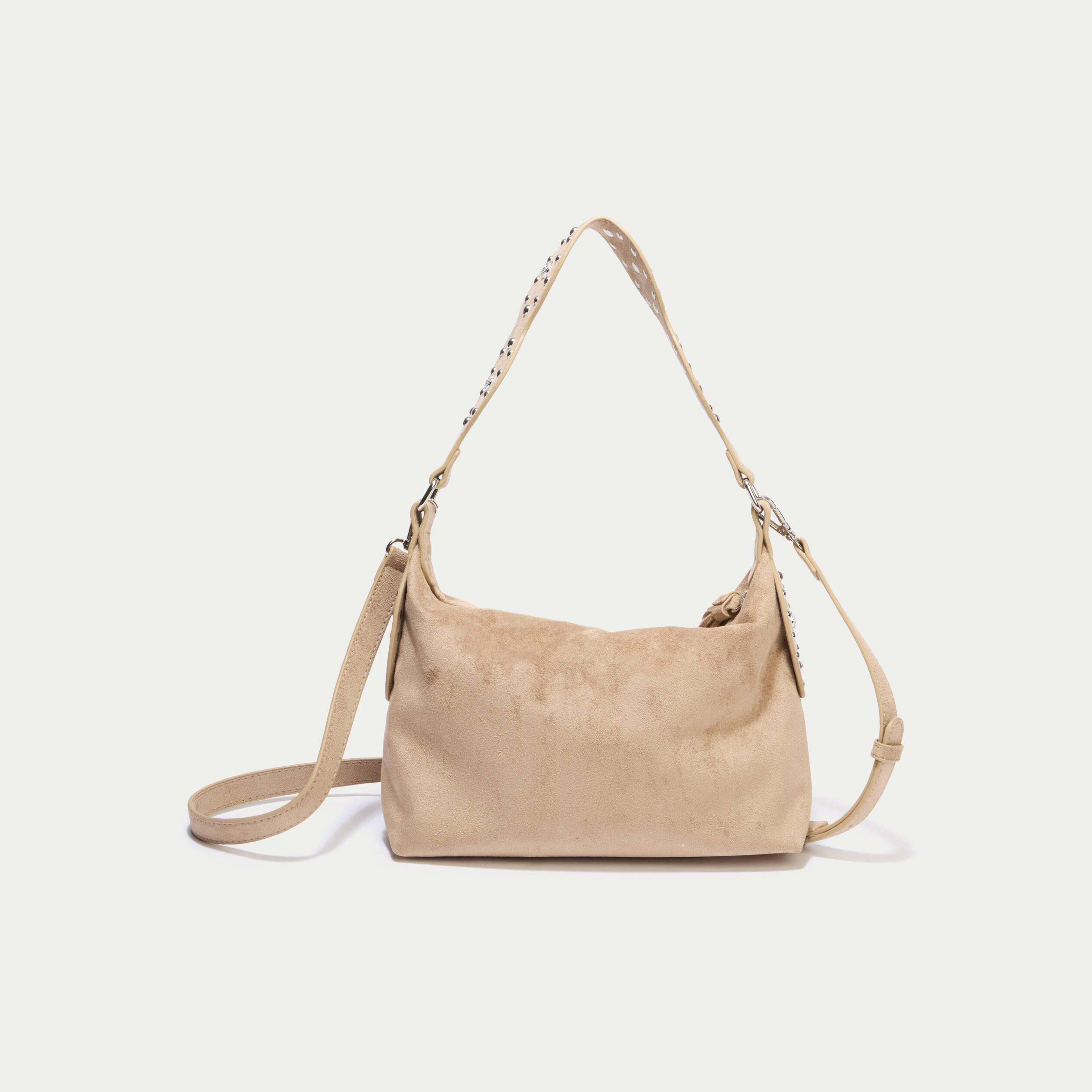 Sac port&eacute; &eacute;paule d&eacute;tails clout&eacute;s marron femme