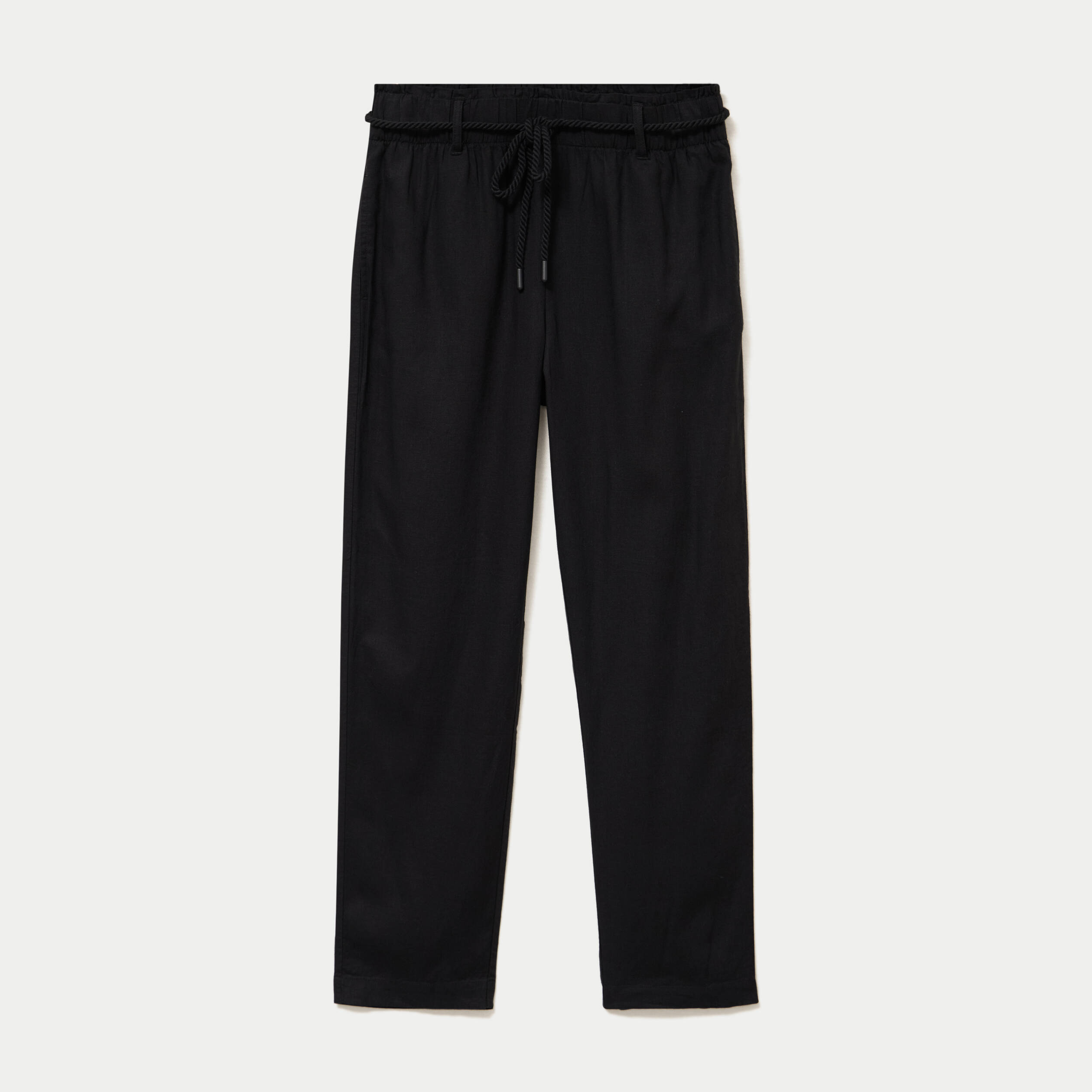 Pantalon droit 7/8&egrave;me taille haute noir femme