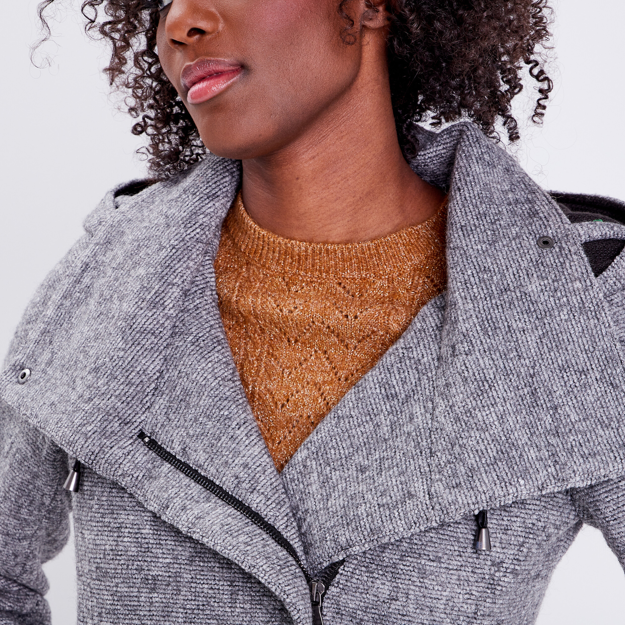 Manteau cintr asym trique gris fonc femme Vibs