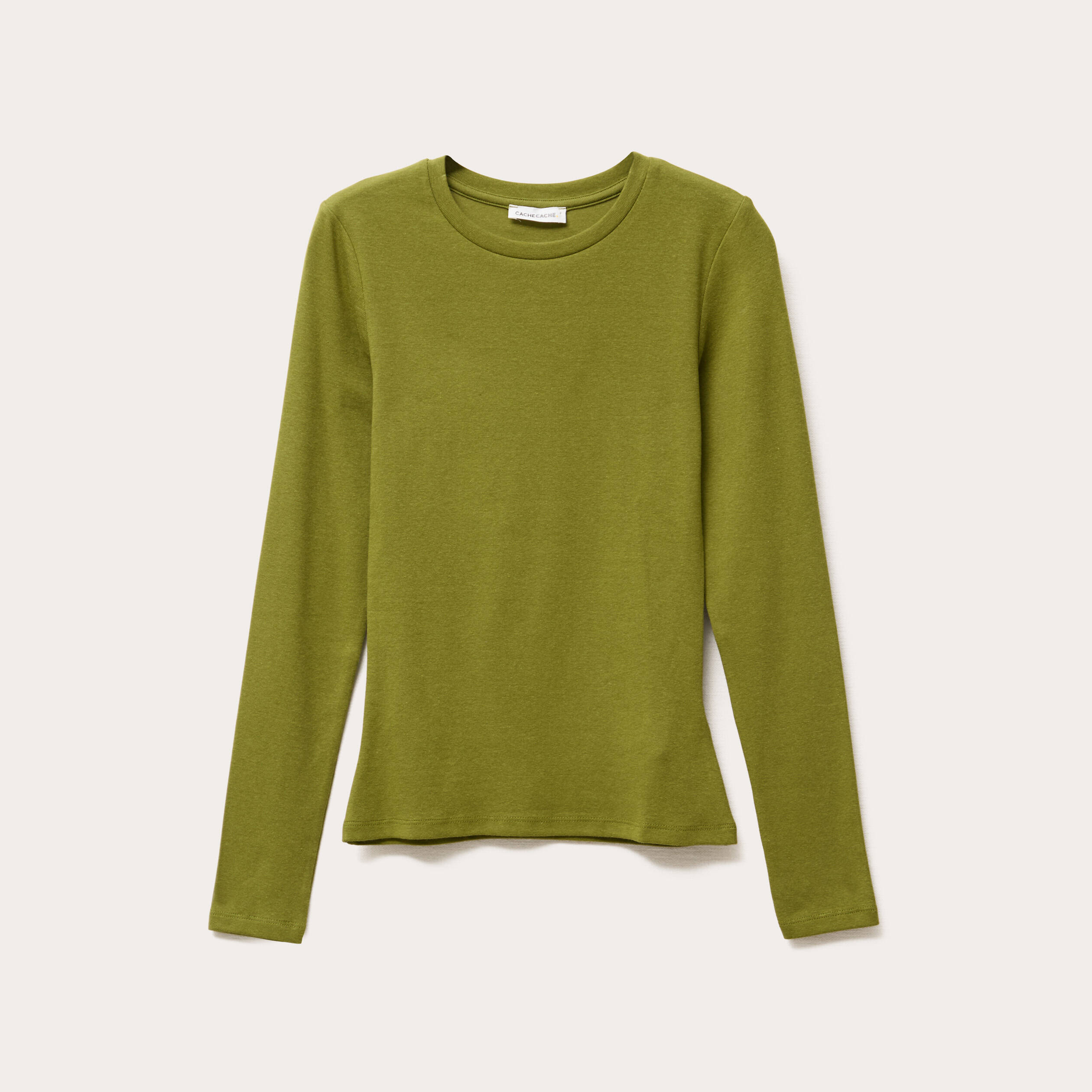 t shirt manches longues cintre vert fonce femme T-shirt manches longues cintré vert foncé femme