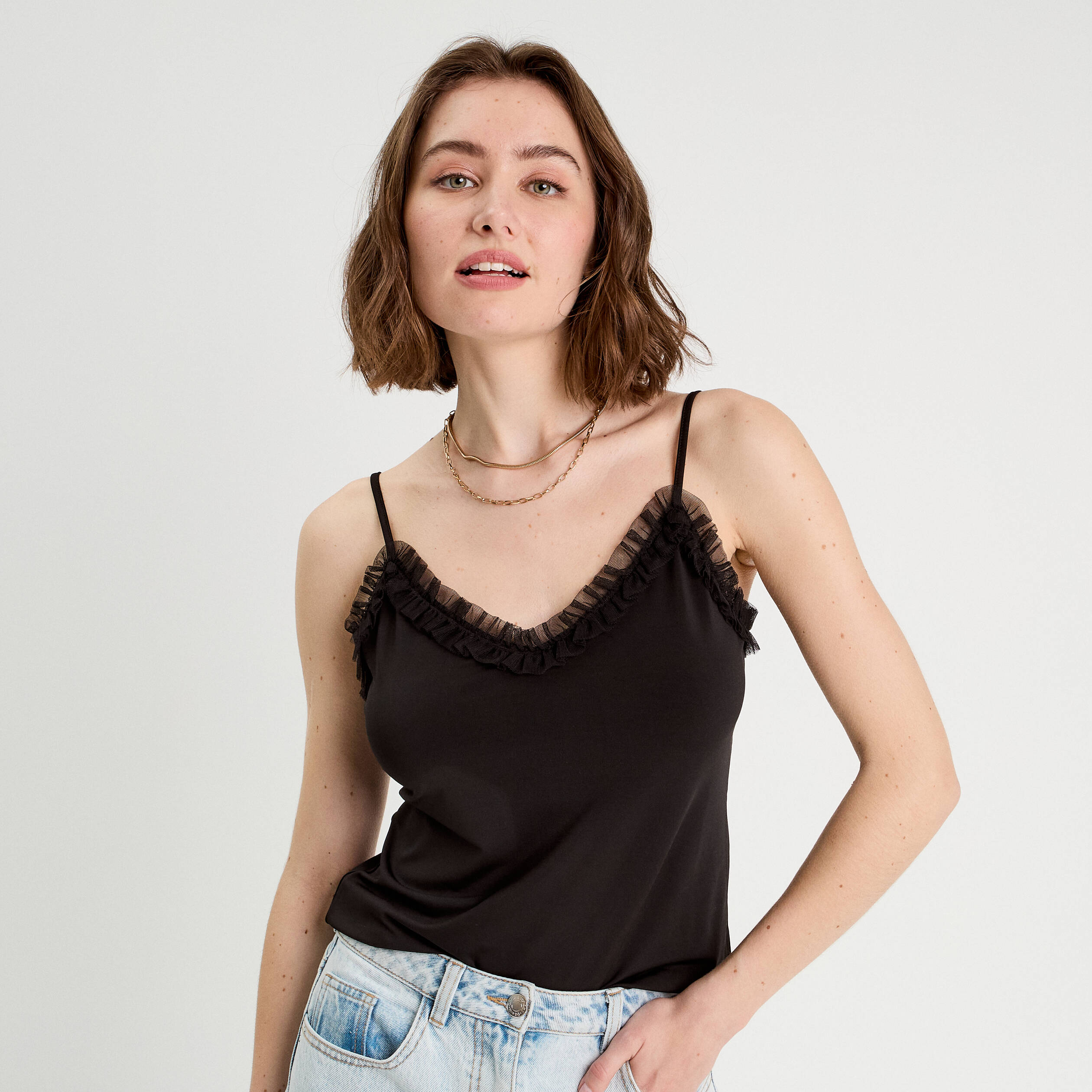 debardeur bretelles fines noir femme Débardeur bretelles fines noir femme