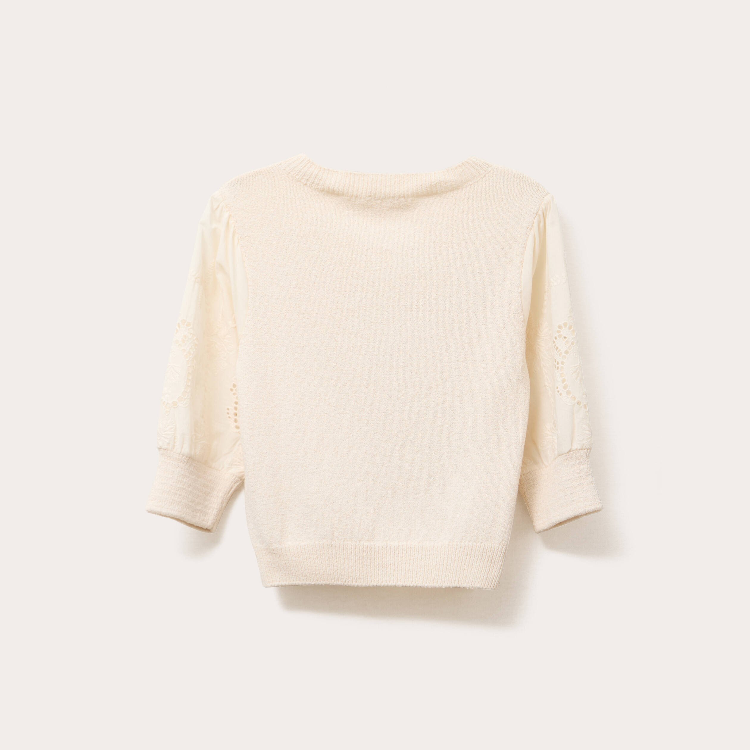 pull manches 34 ajoure ecru femme Pull manches 3/4 ajouré ecru femme