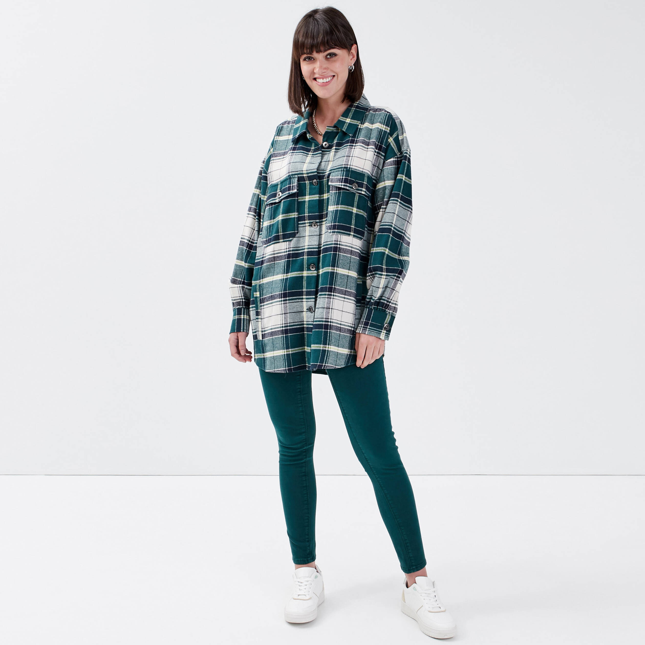 Jeans slim 5 poches vert foncé femme