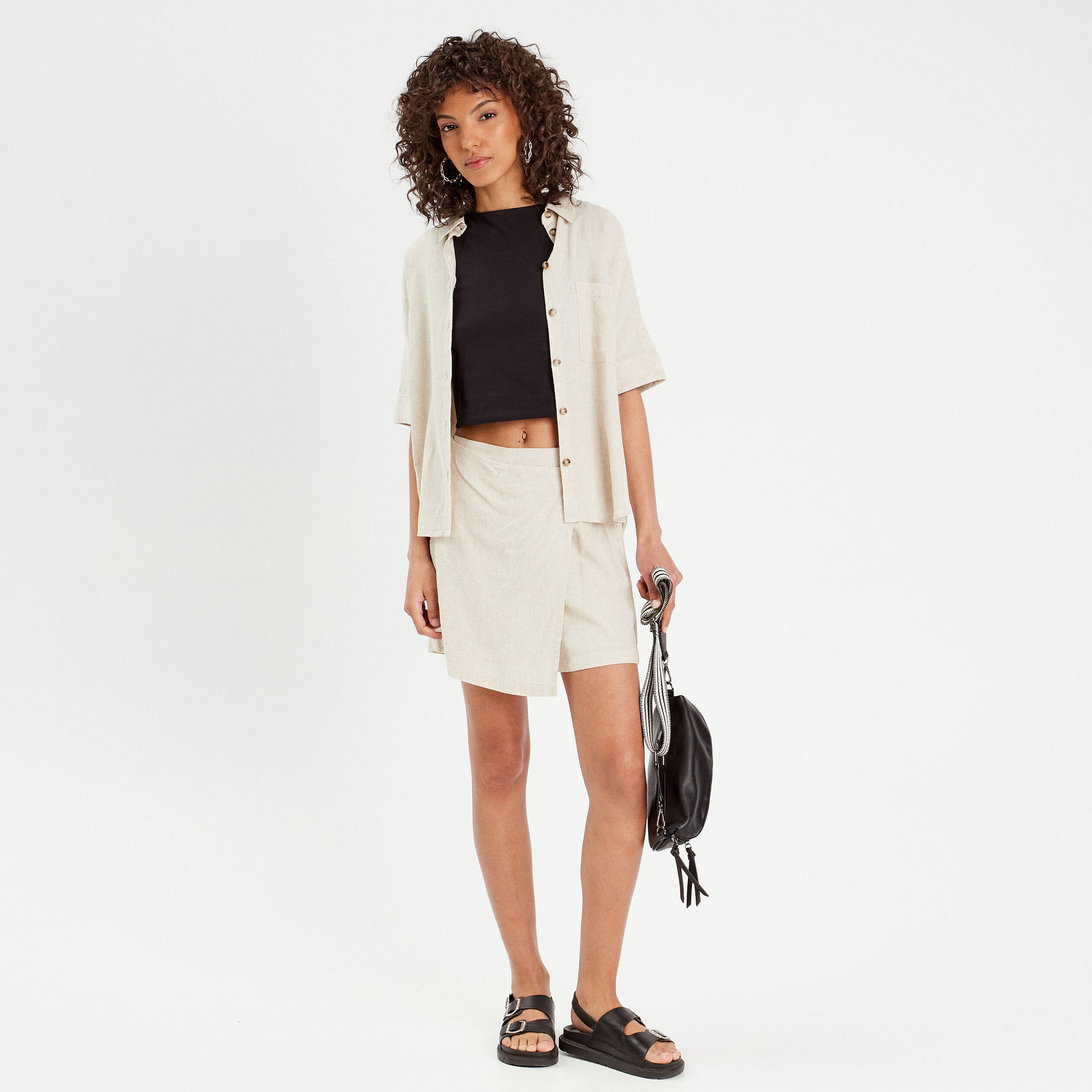 Jupe en lin beige outlet