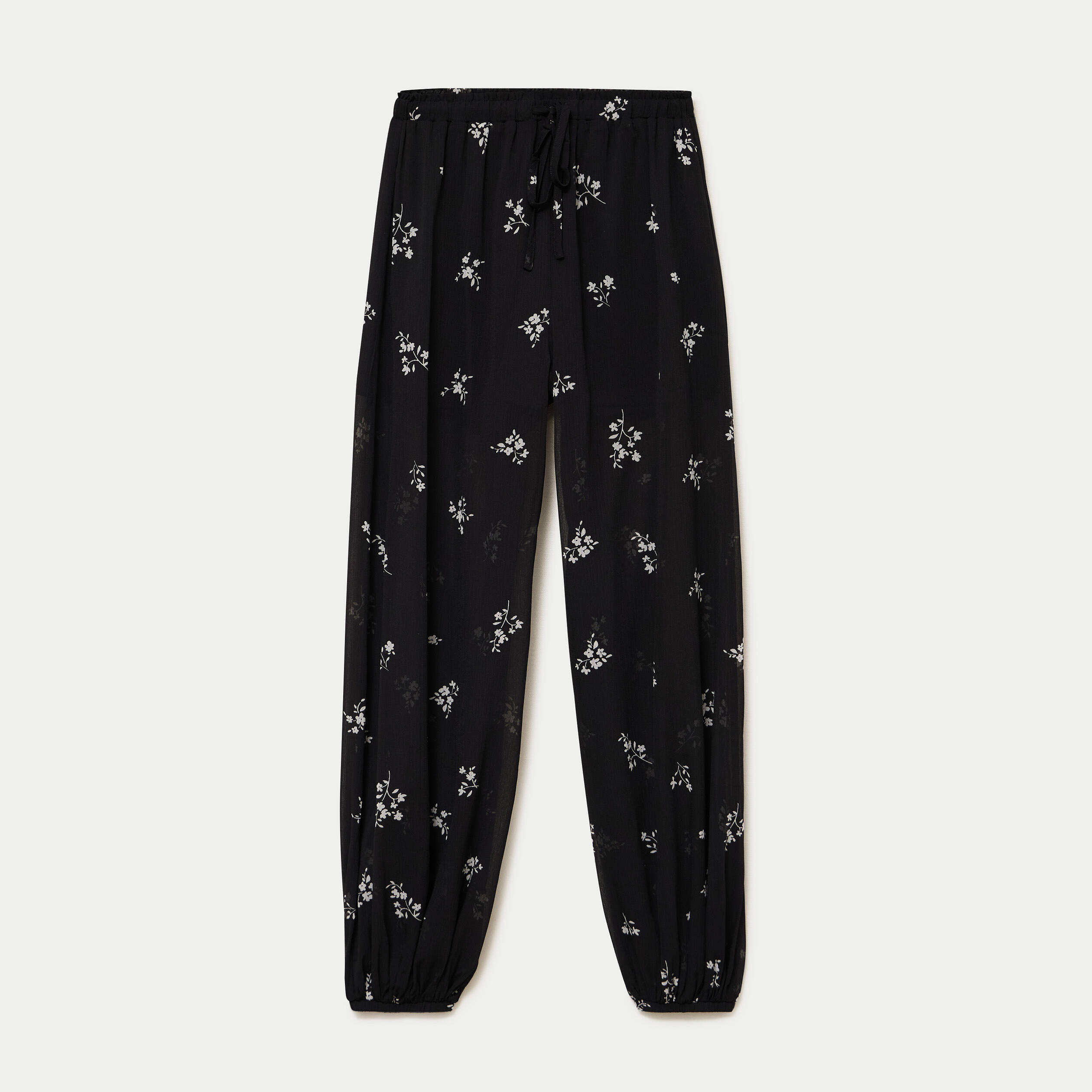 Pantalon large en voile taille standard noir femme