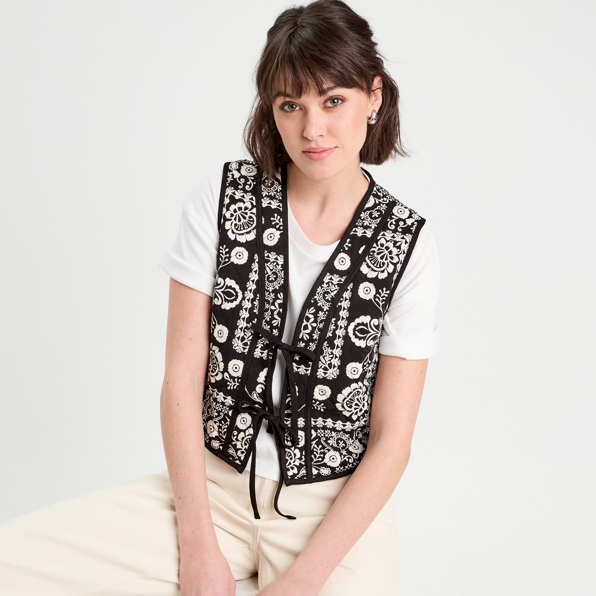 Gilet sans manches matelassé noir femme