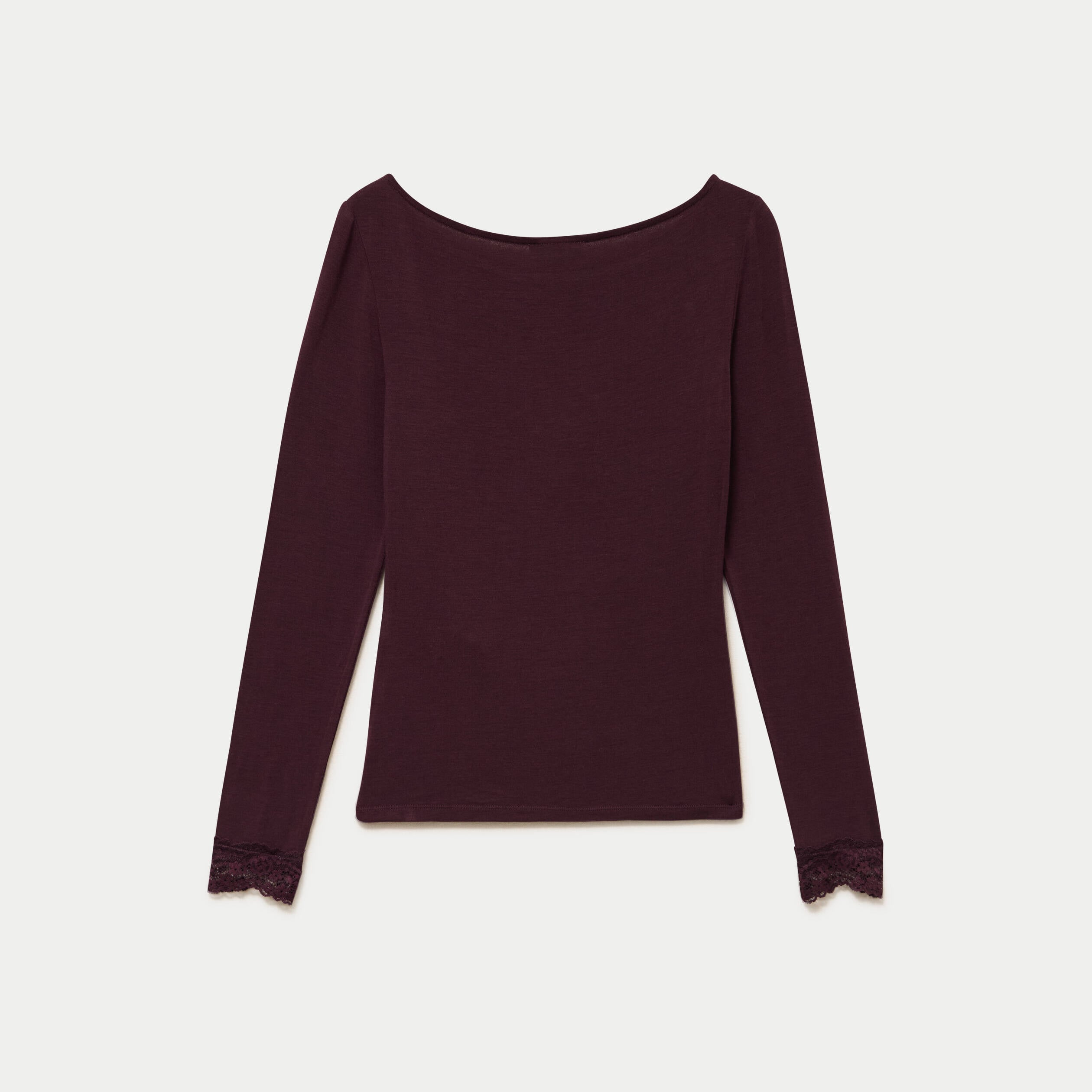 Seconde peau ajust&eacute;e col bateau prune femme