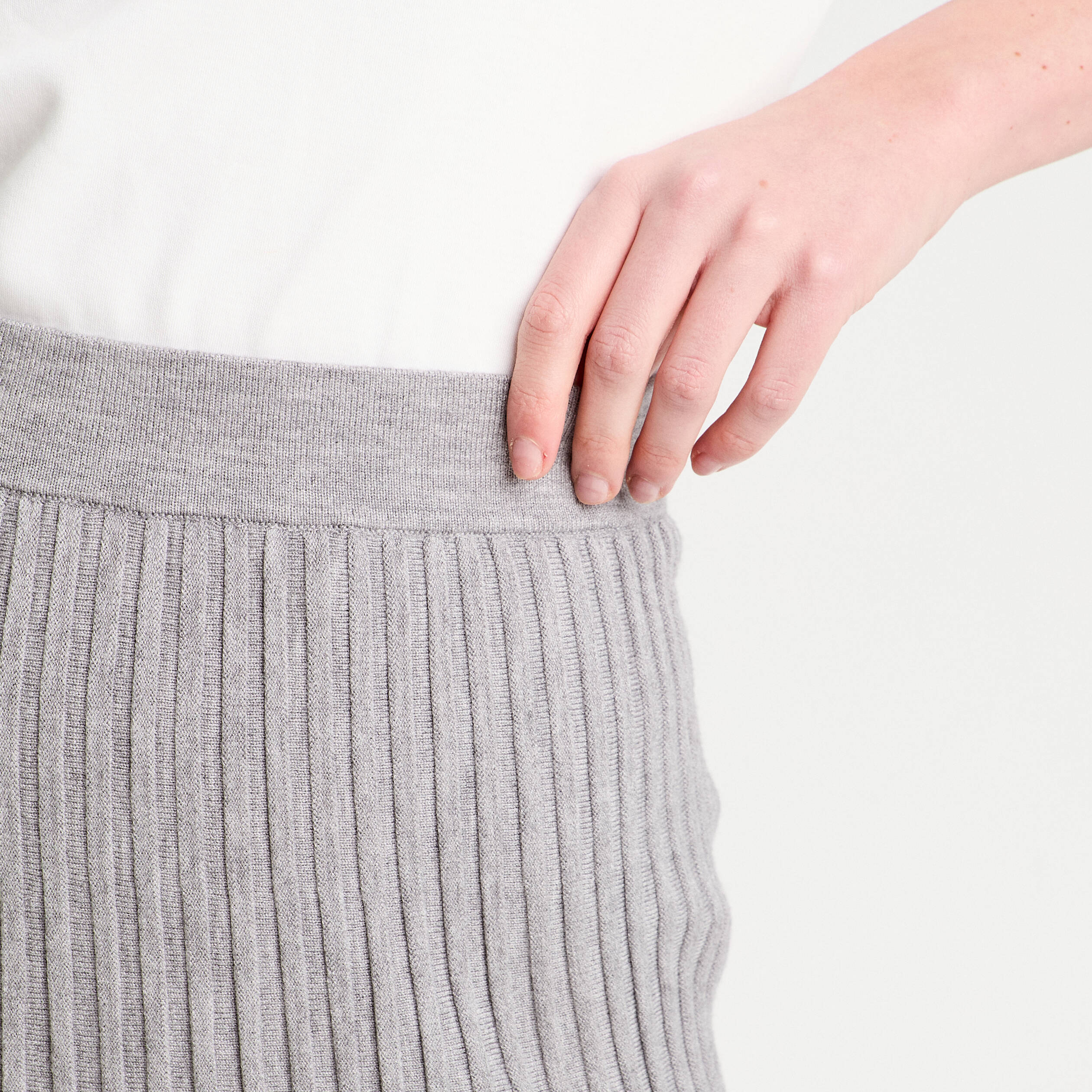 jupe tricot midi droite gris clair femme Jupe tricot midi droite gris clair femme