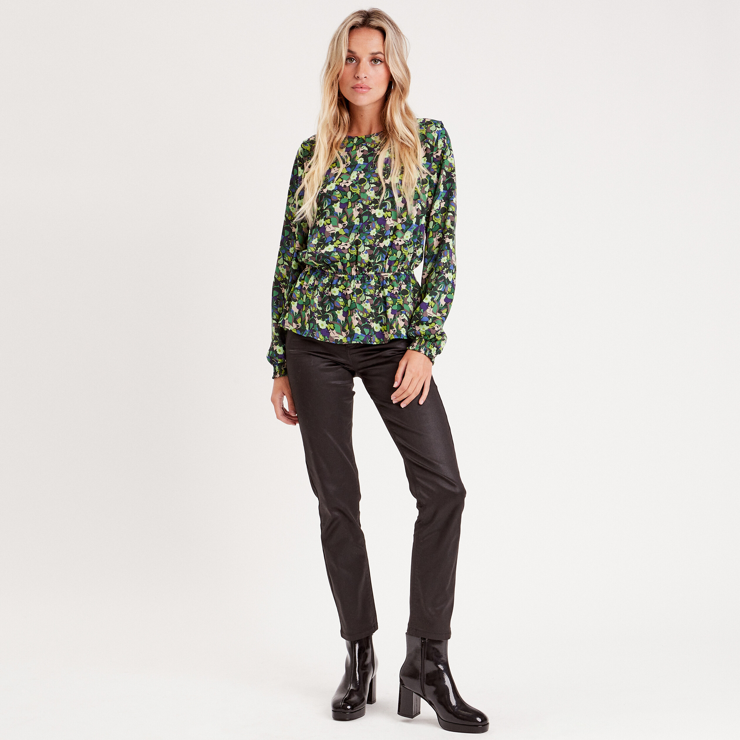 Blouse manches longues vert femme