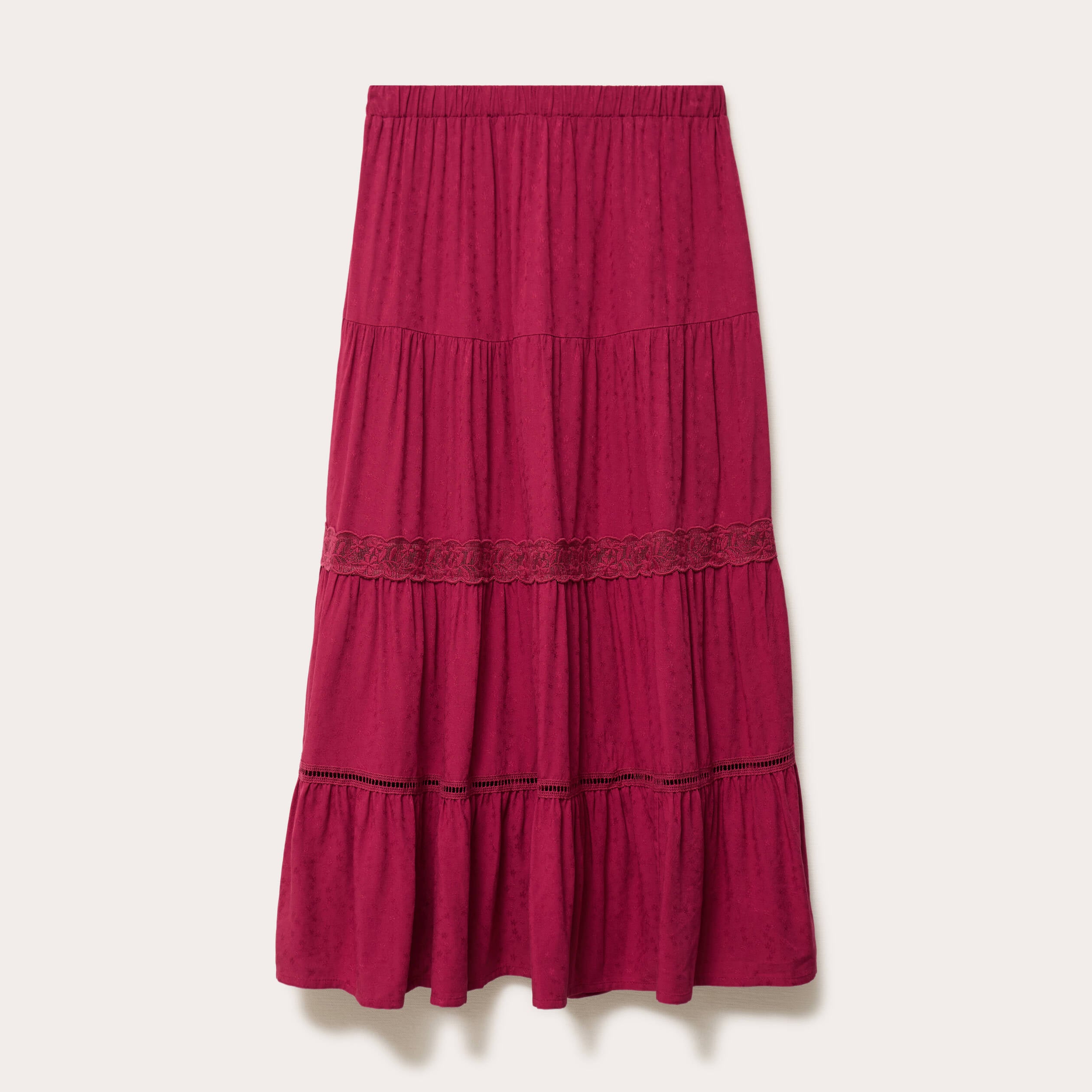 Jupe &eacute;vas&eacute;e longueur 3/4 dentelle rouge femme
