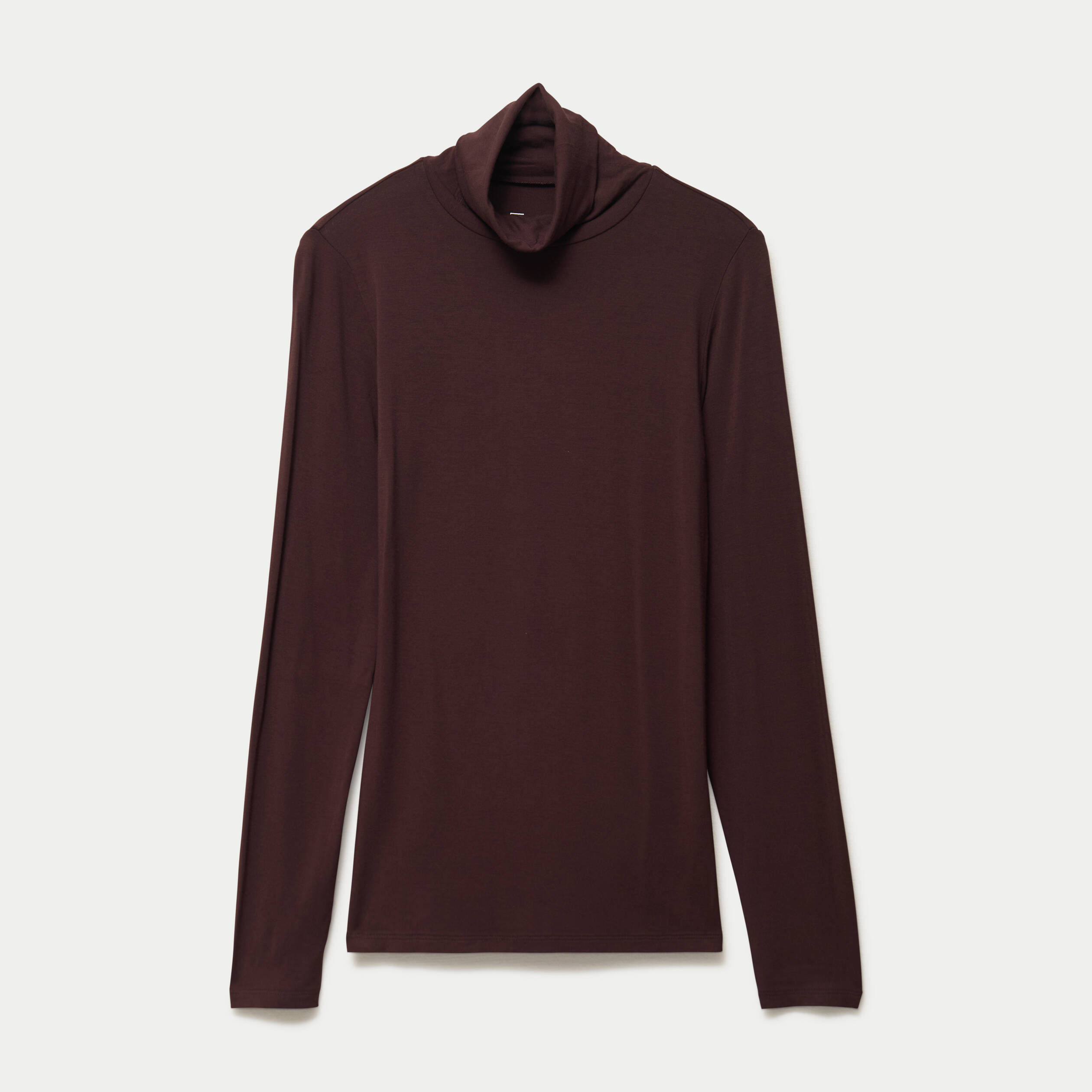 T-shirt uni &agrave; manches longues marron fonc&eacute; femme
