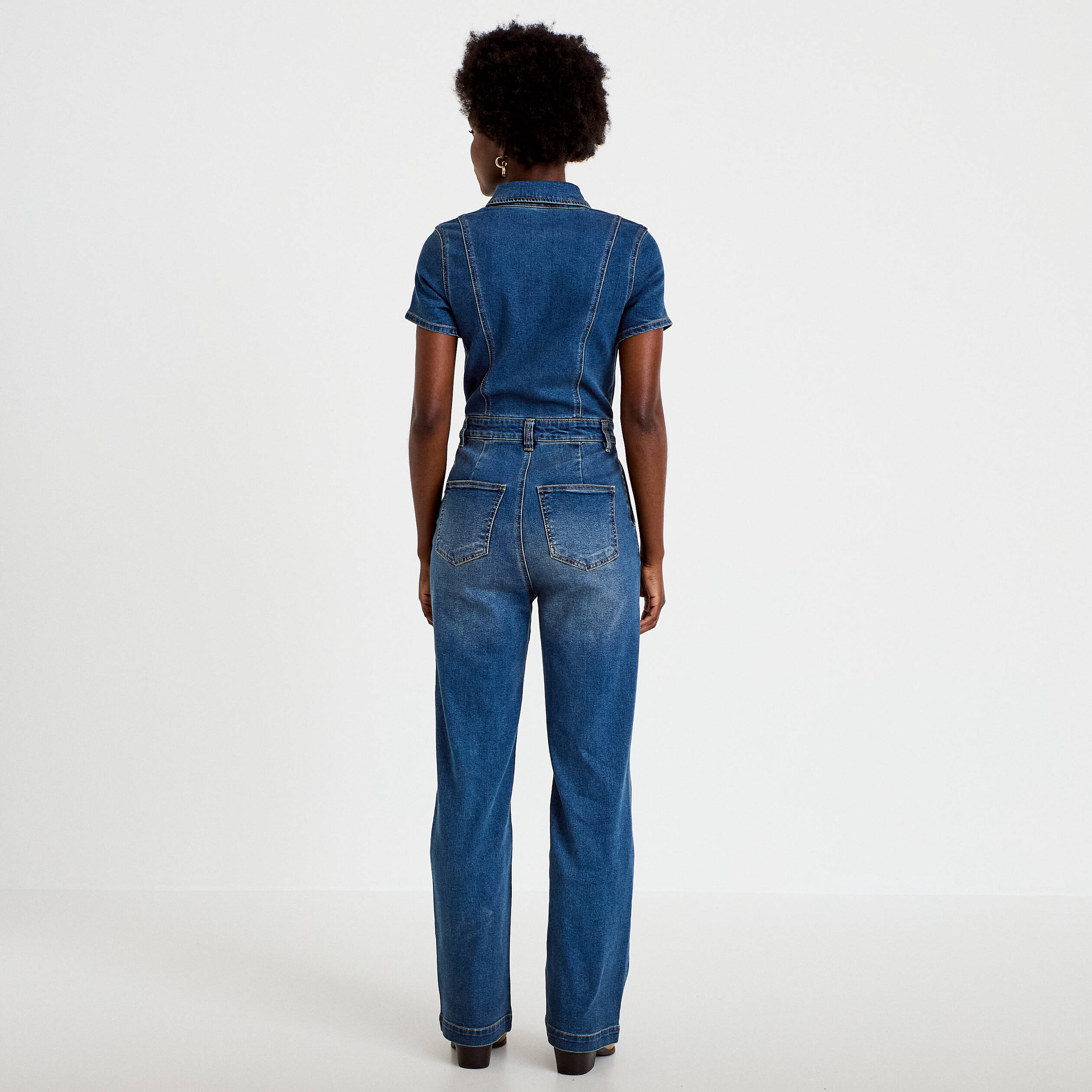 Combinaison pantalon en jean denim double stone femme