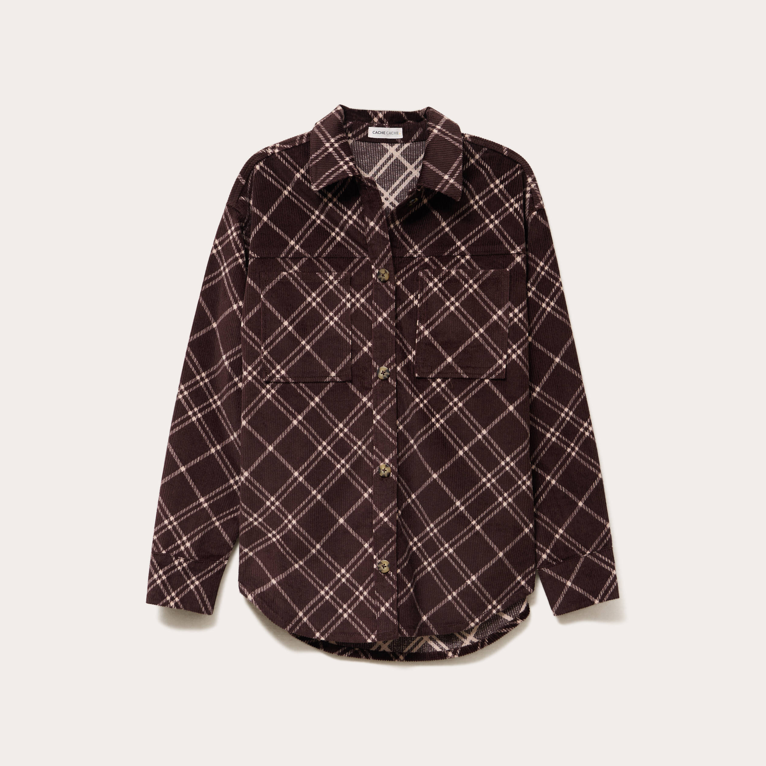 Chemise oversize en velours marron chocolat femme