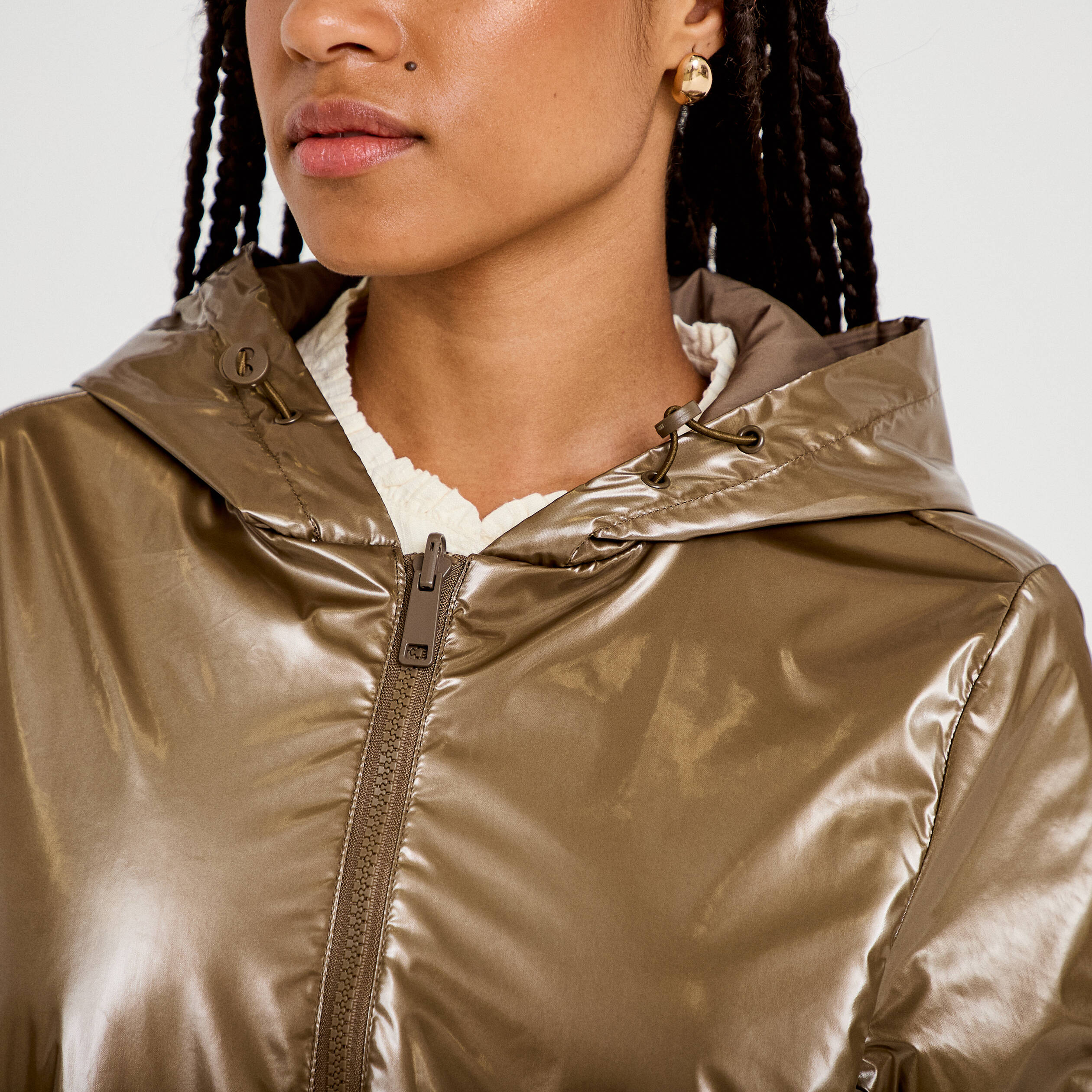 Parka r&eacute;versible &agrave; capuche taupe femme